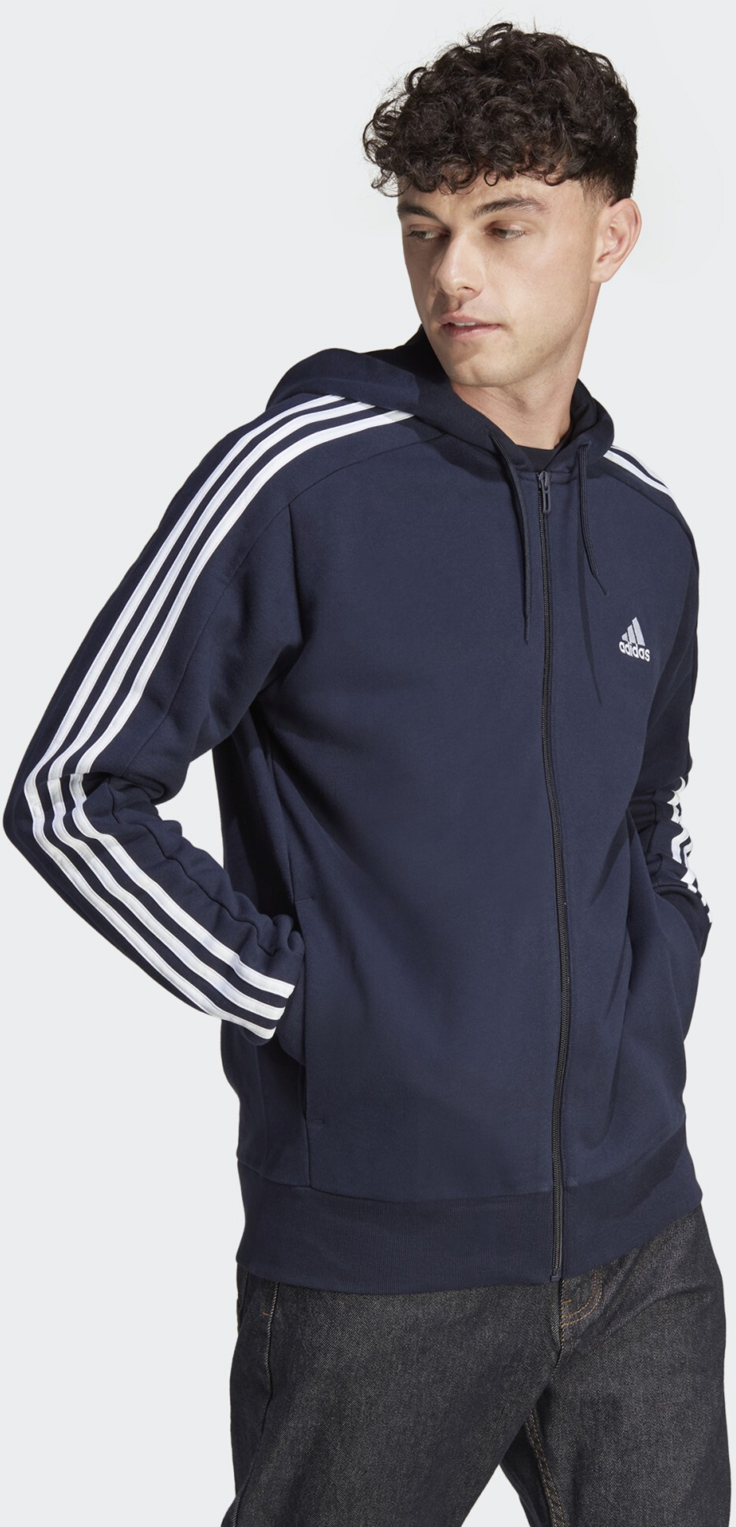 ADIDAS, Adidas Essentials French Terry 3-stripes Full-zip Hoodie