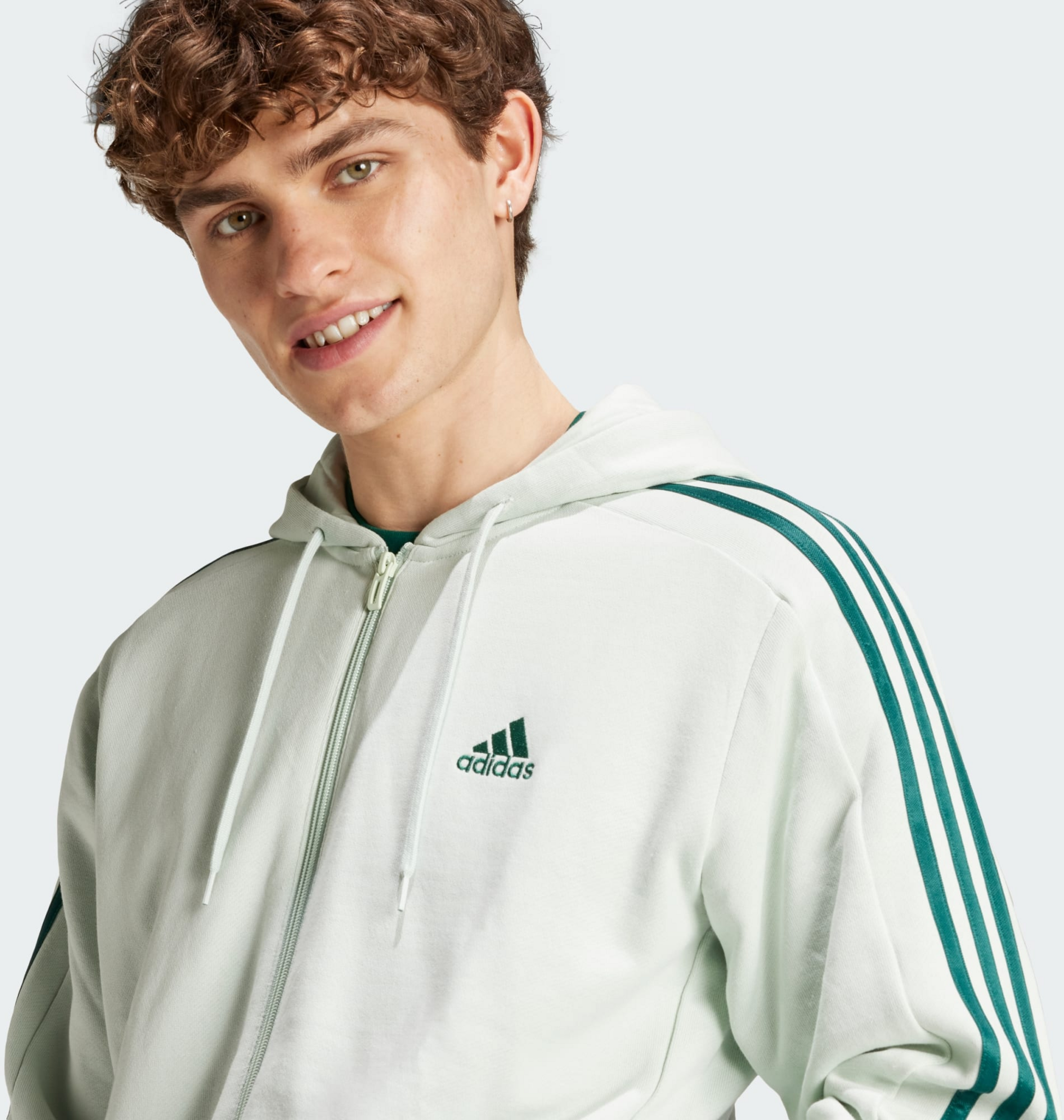 ADIDAS, Adidas Essentials French Terry 3-stripes Full-zip Hoodie