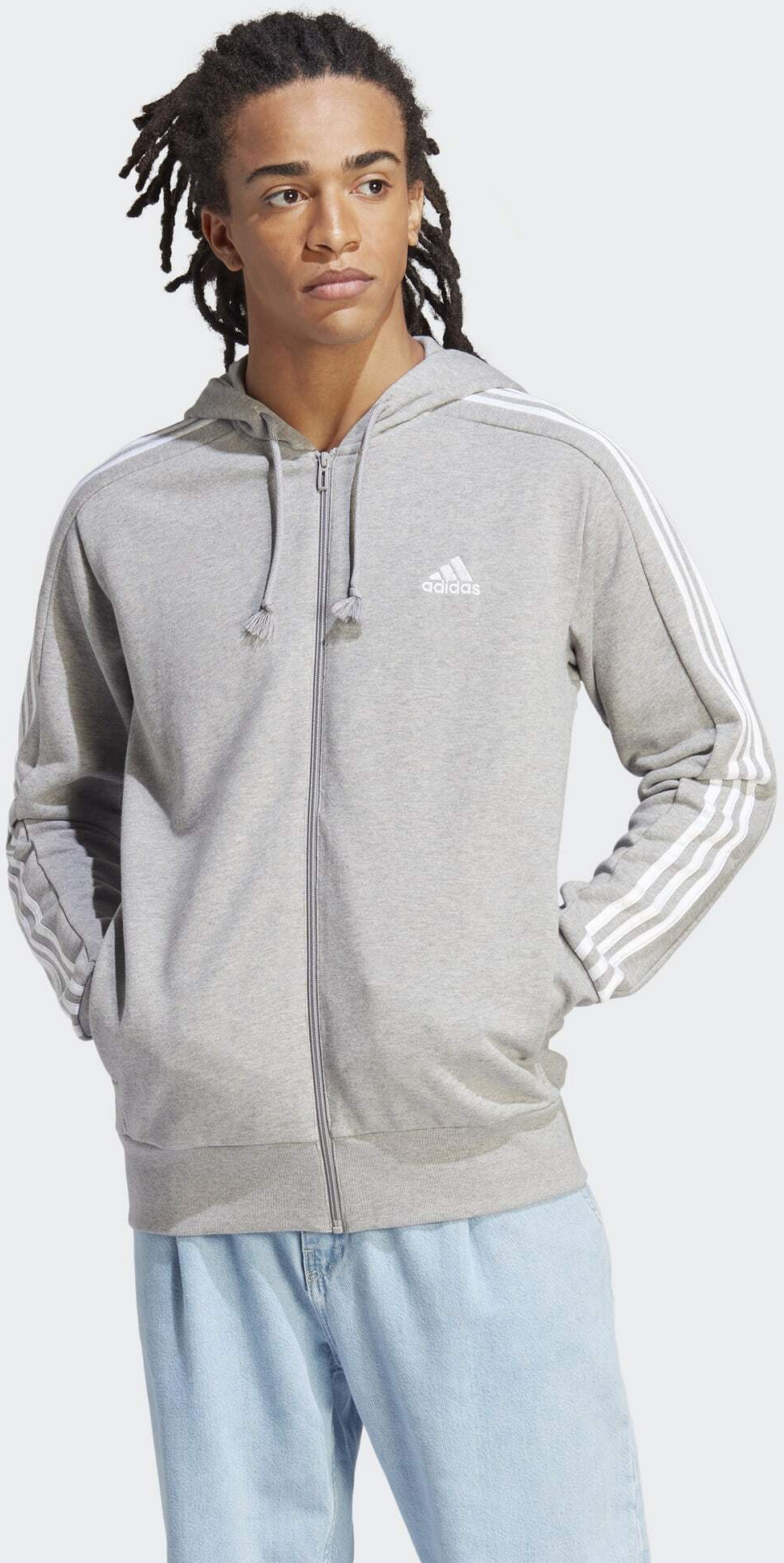 ADIDAS, Adidas Essentials French Terry 3-stripes Full-zip Hoodie