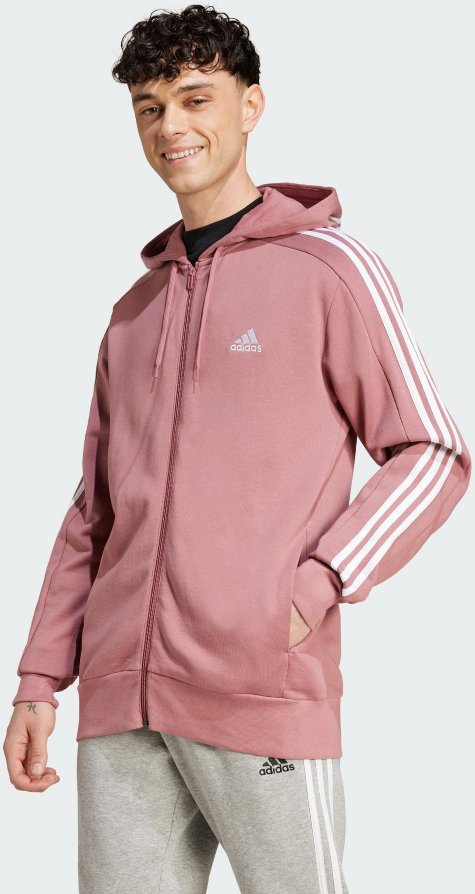 ADIDAS, Adidas Essentials French Terry 3-stripes Full-zip Hoodie