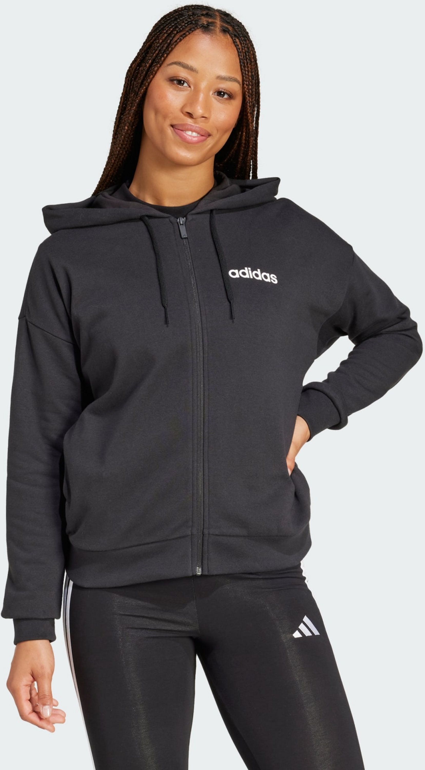 ADIDAS, Adidas Essentials Linear Full-zip French Terry Hoodie