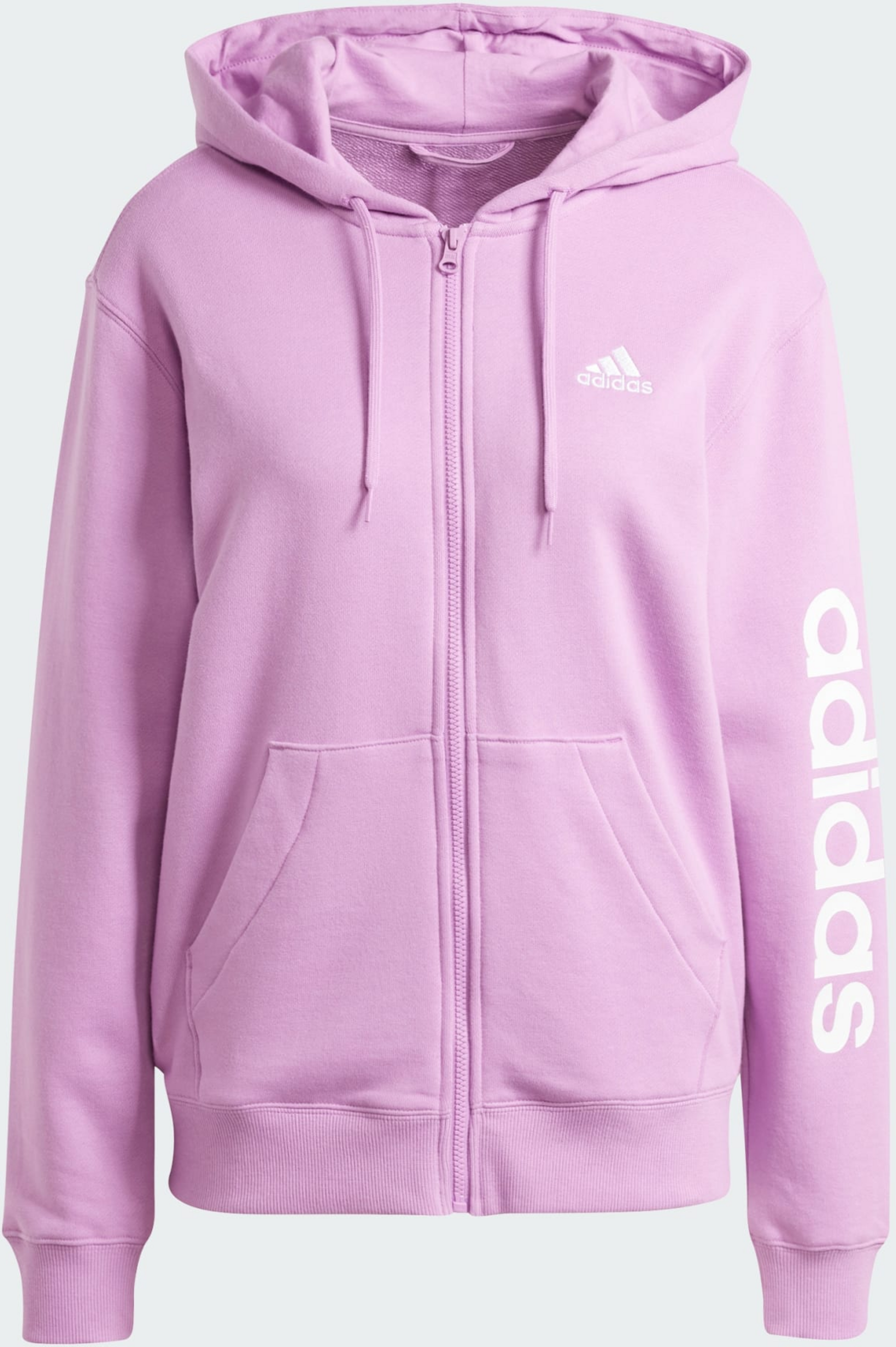 ADIDAS, Adidas Essentials Linear Huvtröja Med Hel Dragkedja I Sweatshirttyg