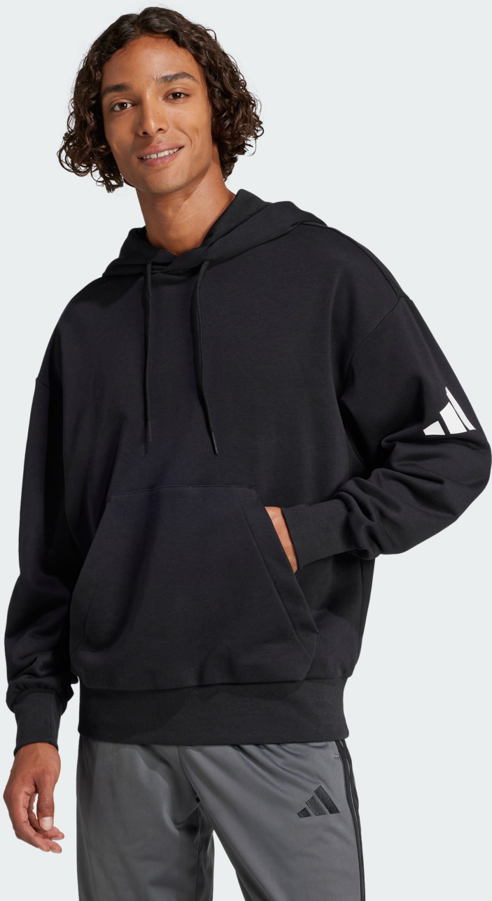 ADIDAS, Adidas Essentials Loose-fit 3 Bar Logo French Terry Hoodie