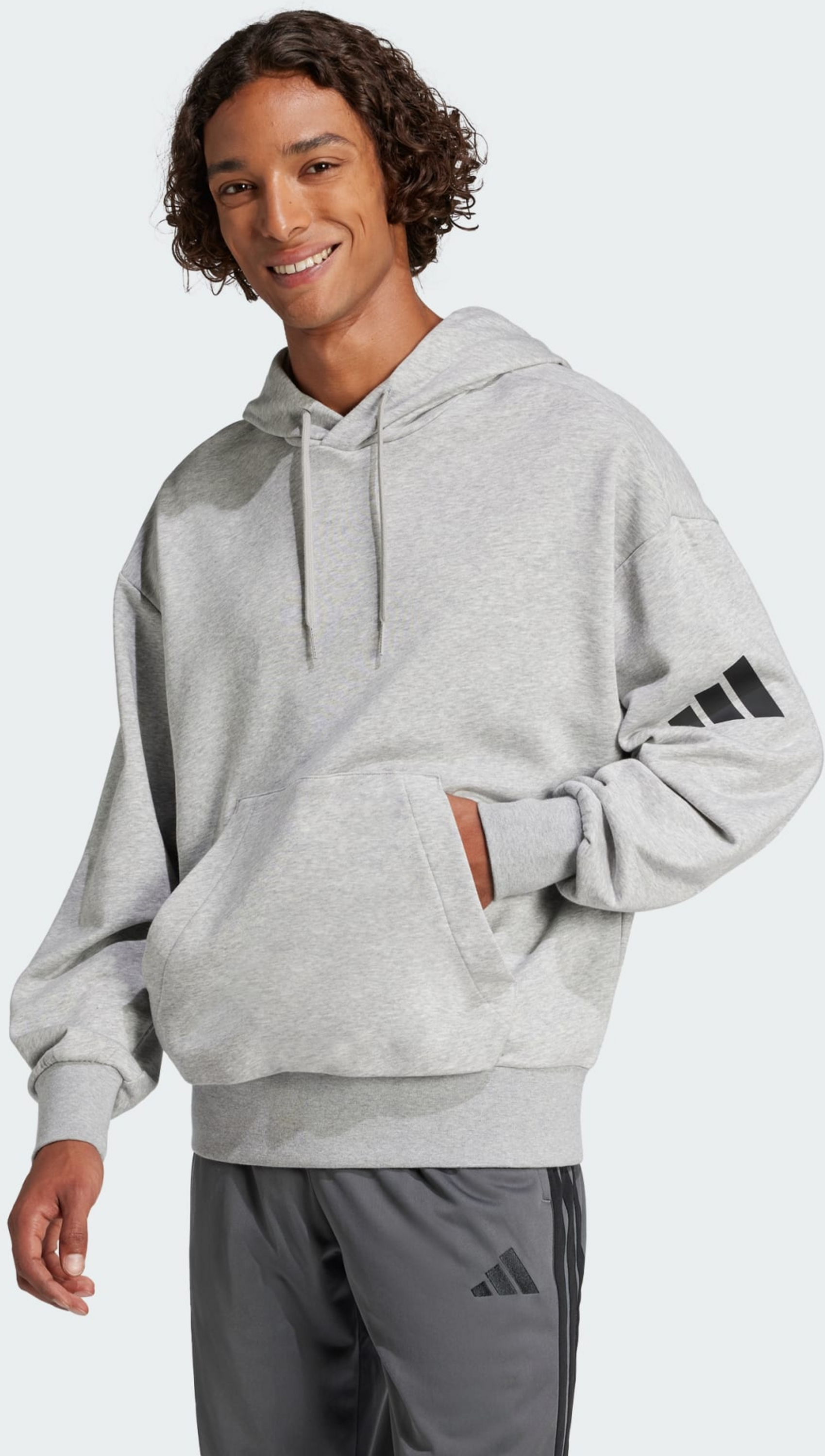 ADIDAS, Adidas Essentials Loose-fit 3 Bar Logo French Terry Hoodie