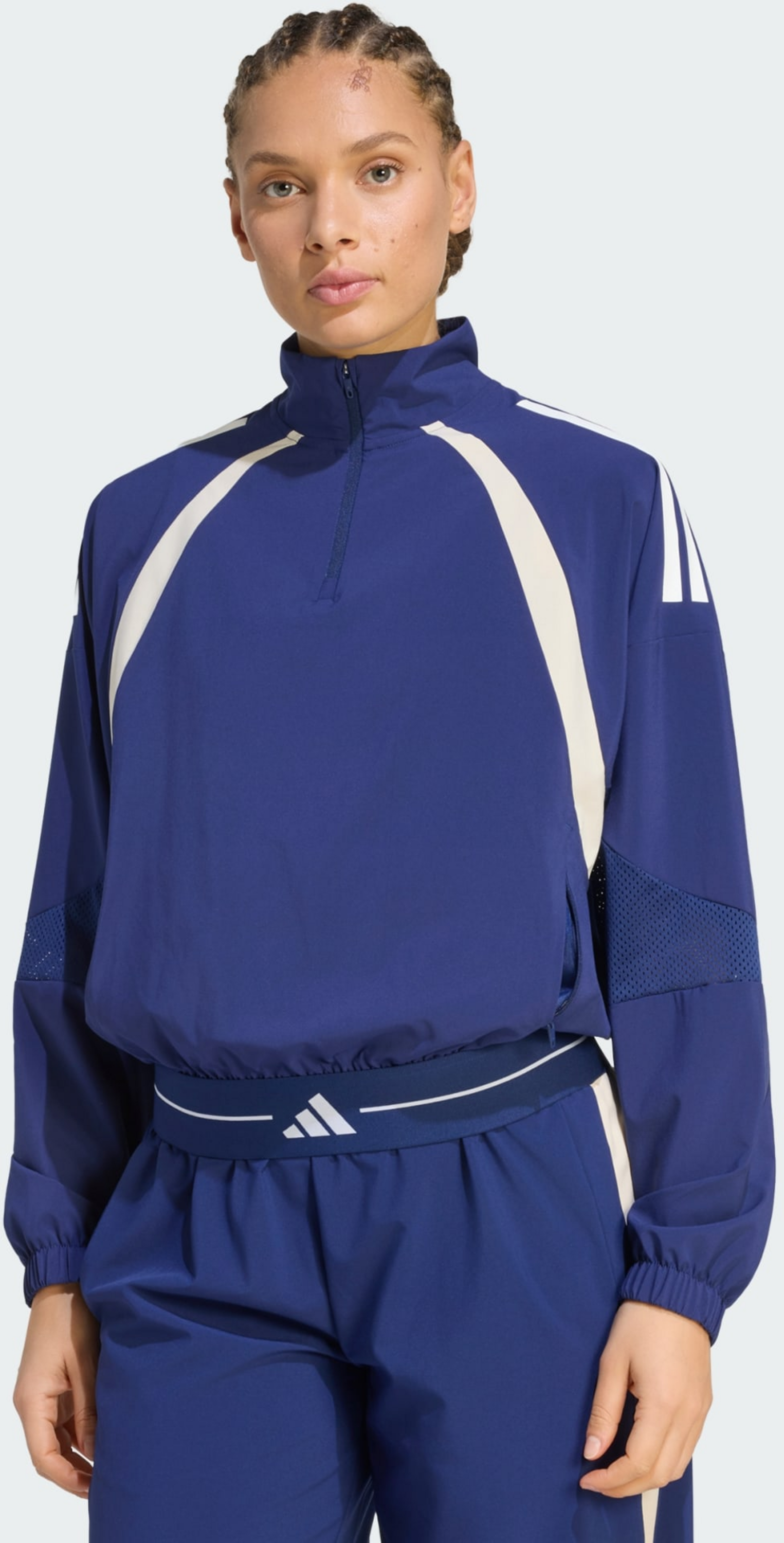 ADIDAS, Adidas Hyperglam 3-stripes V&auml;vd Tr&auml;ningsjacka Med F&auml;rgblock Och Kvartsl&aring;ng Dragkedja