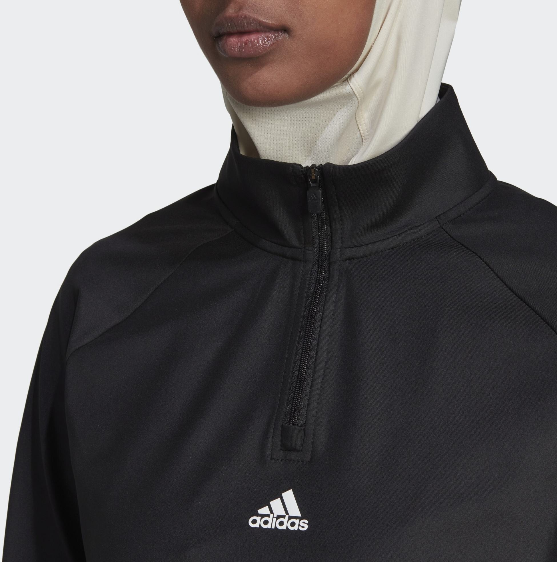 ADIDAS, Adidas Hyperglam Cut 3-stripes 1/4-zip Tee