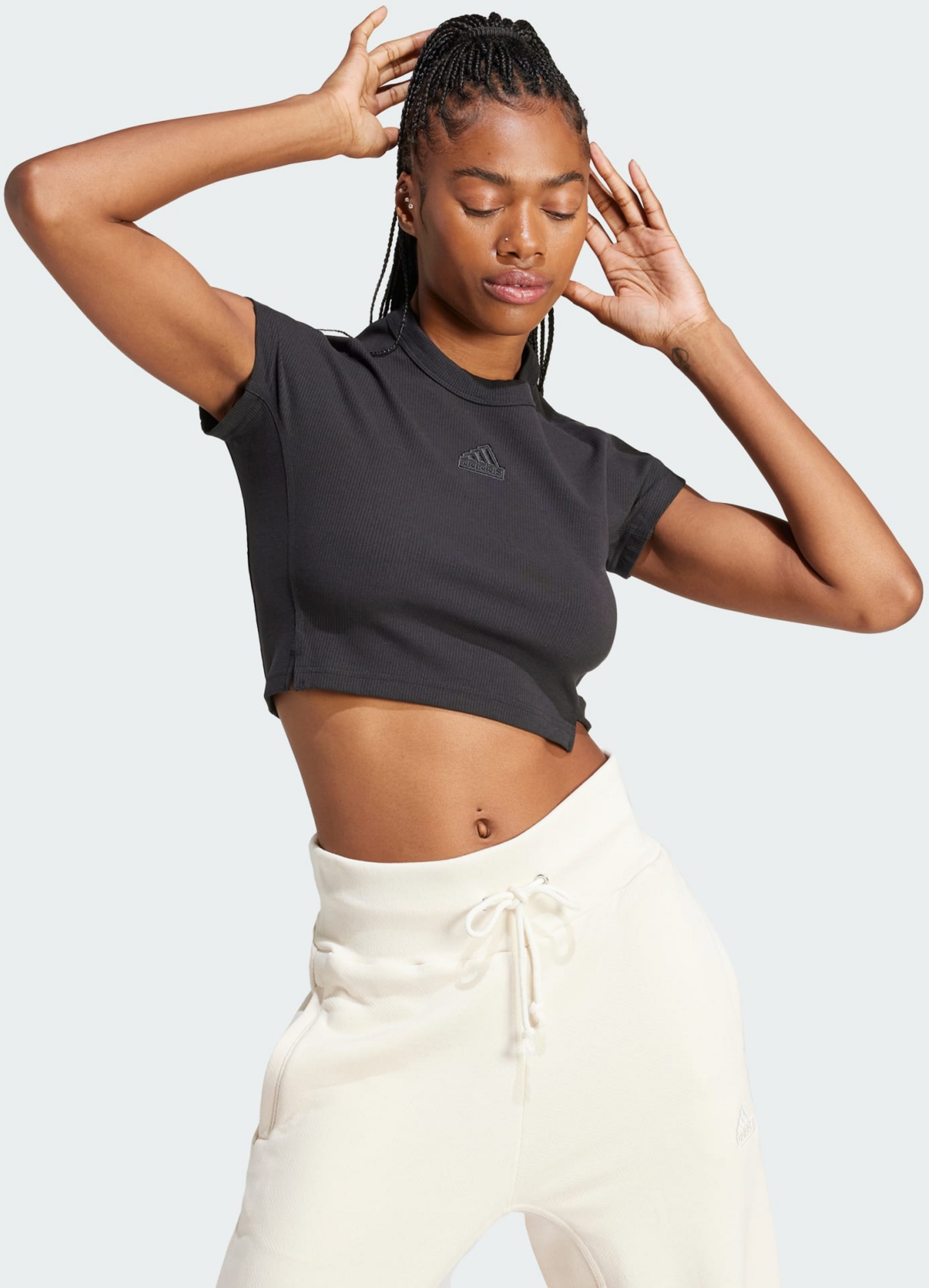 ADIDAS, Adidas Lounge Ribbed Crop T-shirt