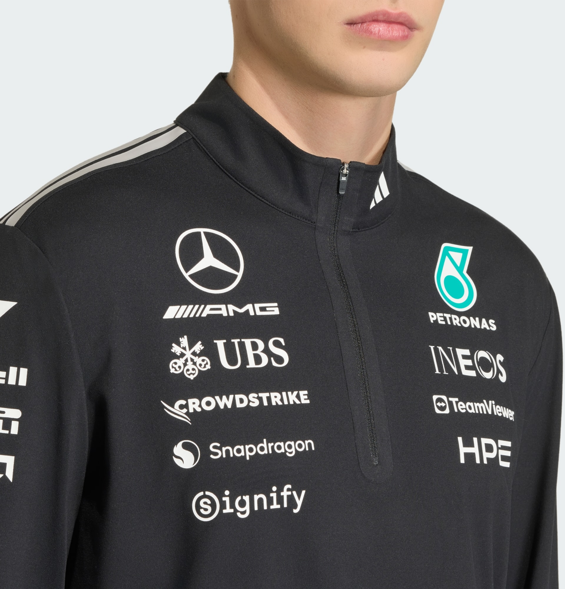 ADIDAS, Adidas Mercedes - Amg Petronas Formula 1 Team Engineers Sweatshirt Med Kvartsl&aring;ng Dragkedja