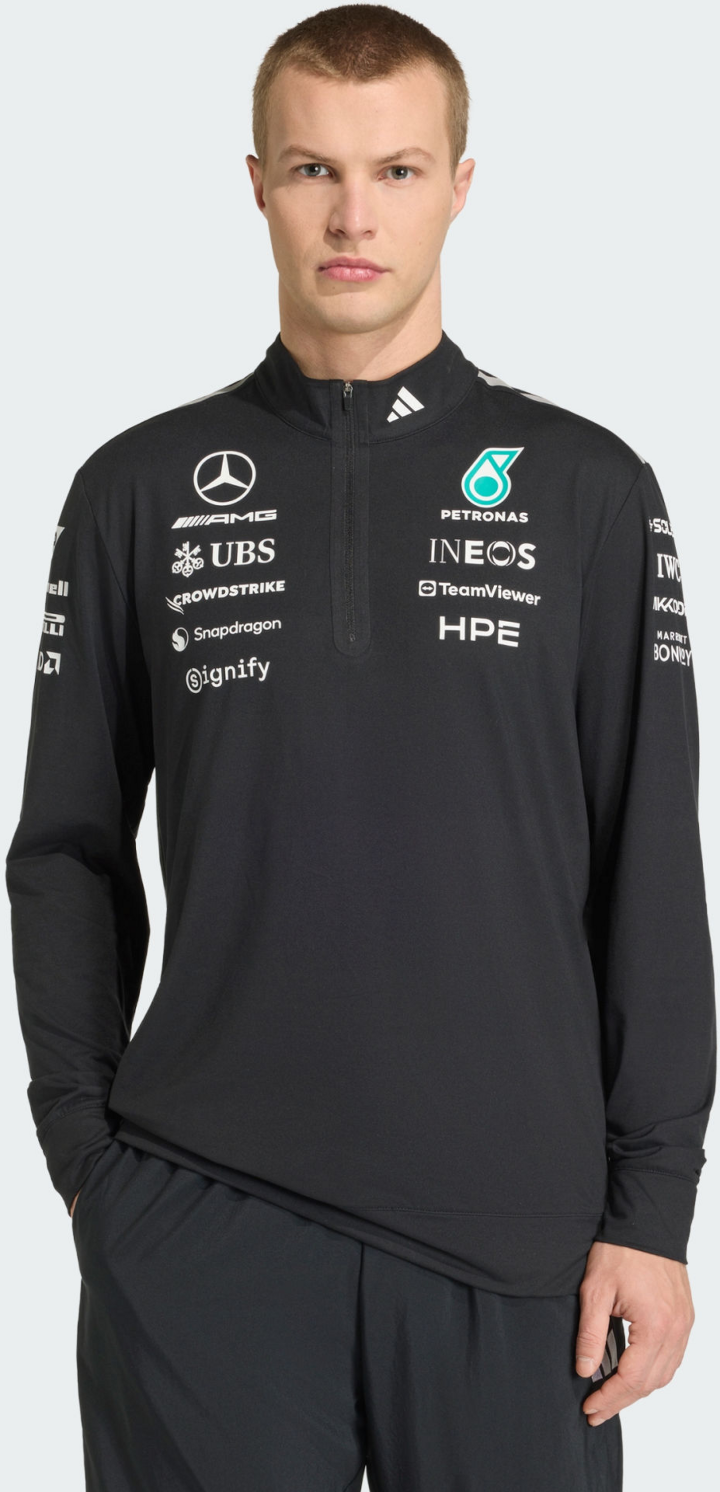 ADIDAS, Adidas Mercedes - Amg Petronas Formula 1 Team Engineers Sweatshirt Med Kvartsl&aring;ng Dragkedja