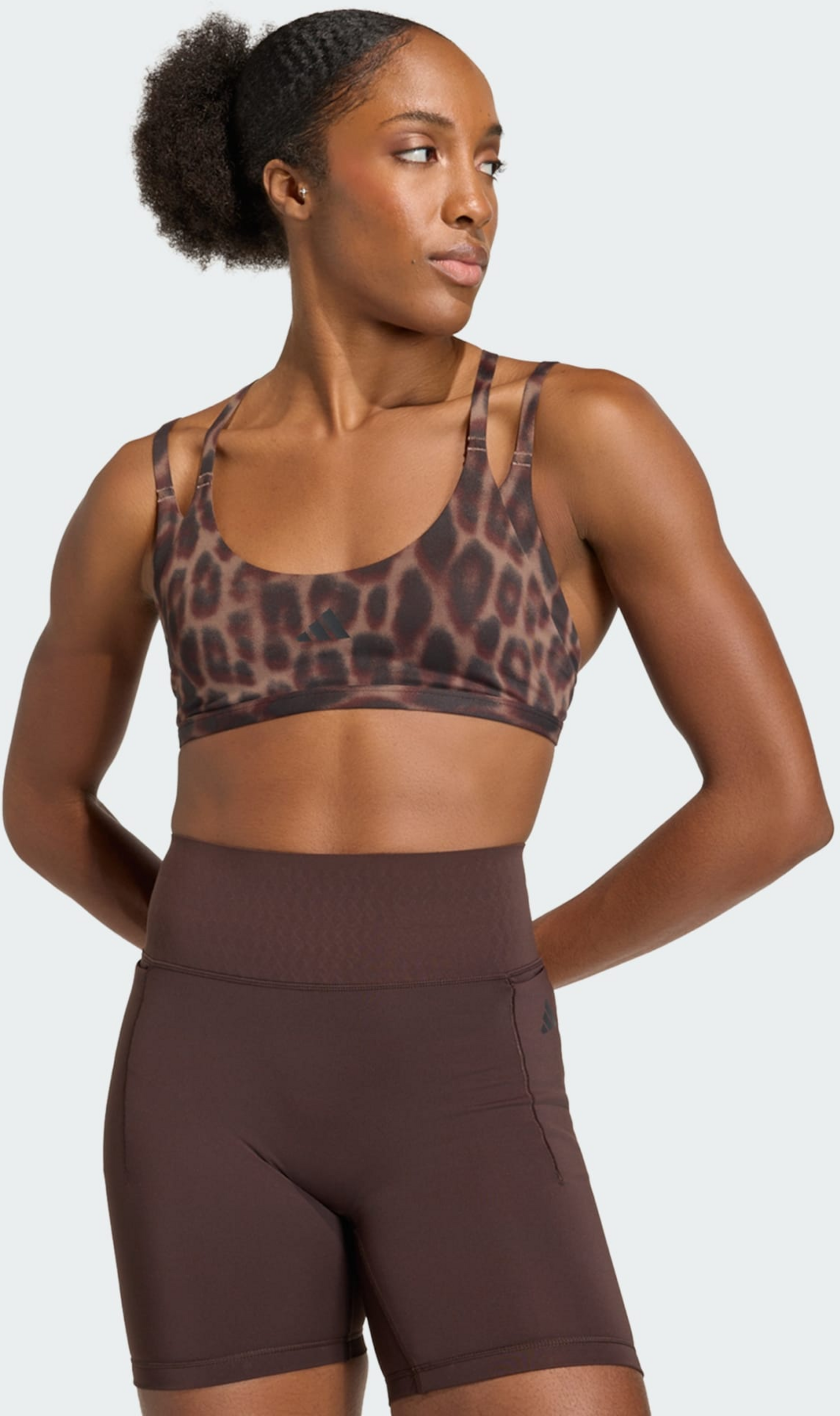ADIDAS, Adidas Optime Leopard Strappy Bh-topp Med L&auml;tt St&ouml;d