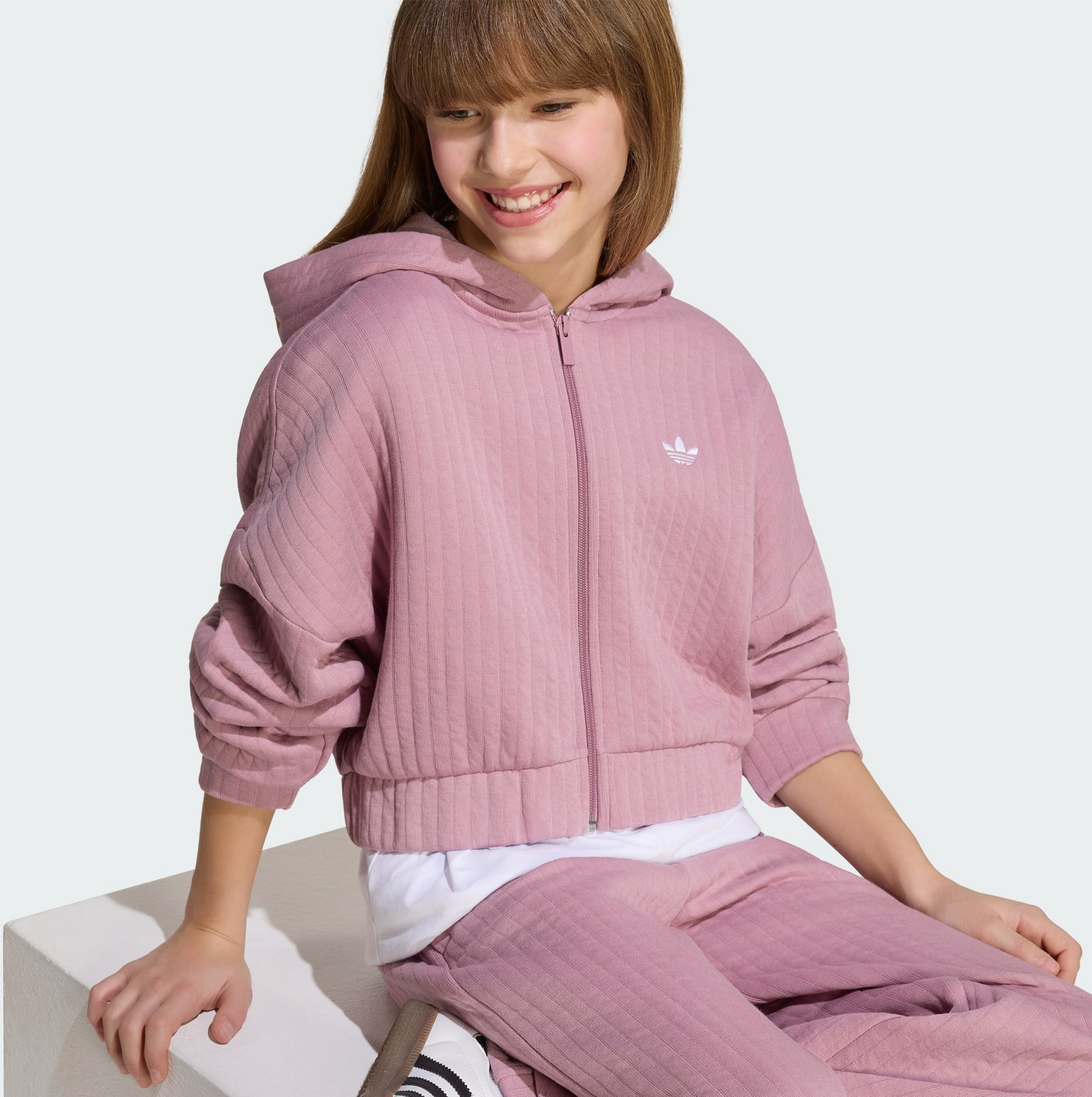 ADIDAS ORIGINALS, Adidas Originals Loose Padded Rib Zip Huvtr&ouml;ja