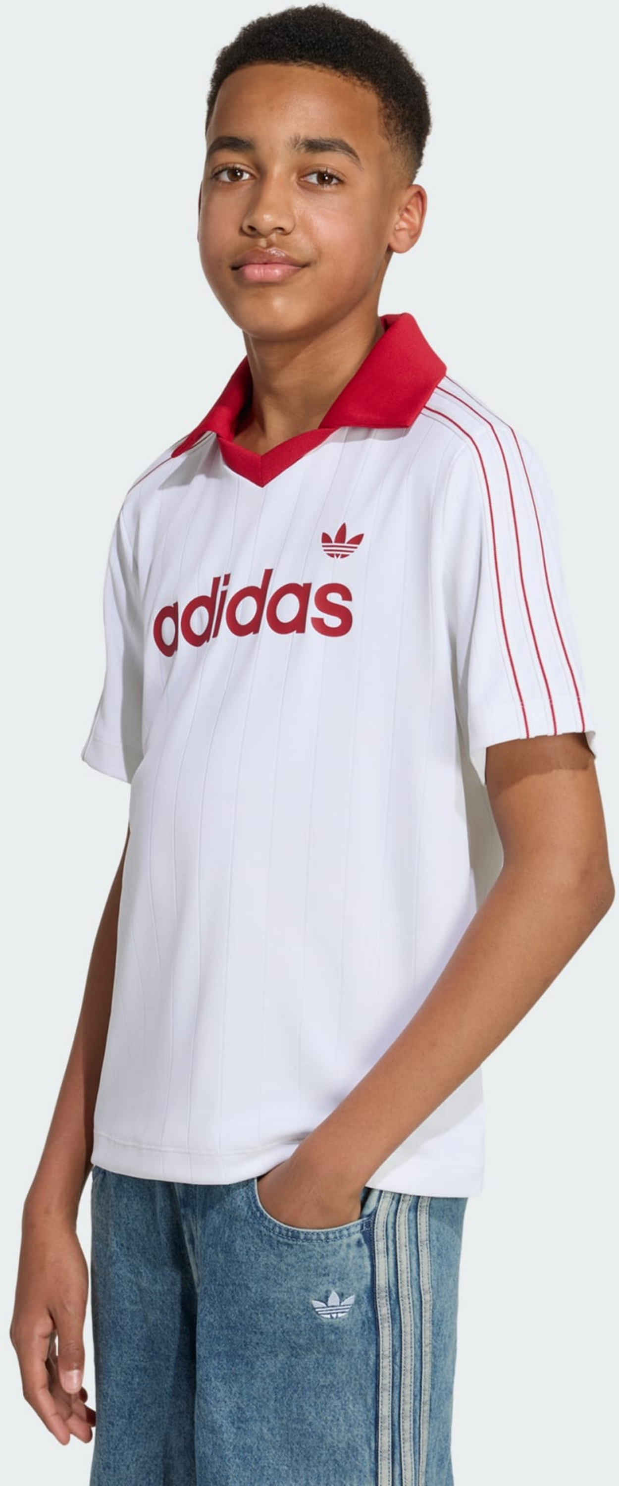 ADIDAS ORIGINALS, Adidas Originals Loose Pinstripe T-shirt Med Pik&eacute;krage