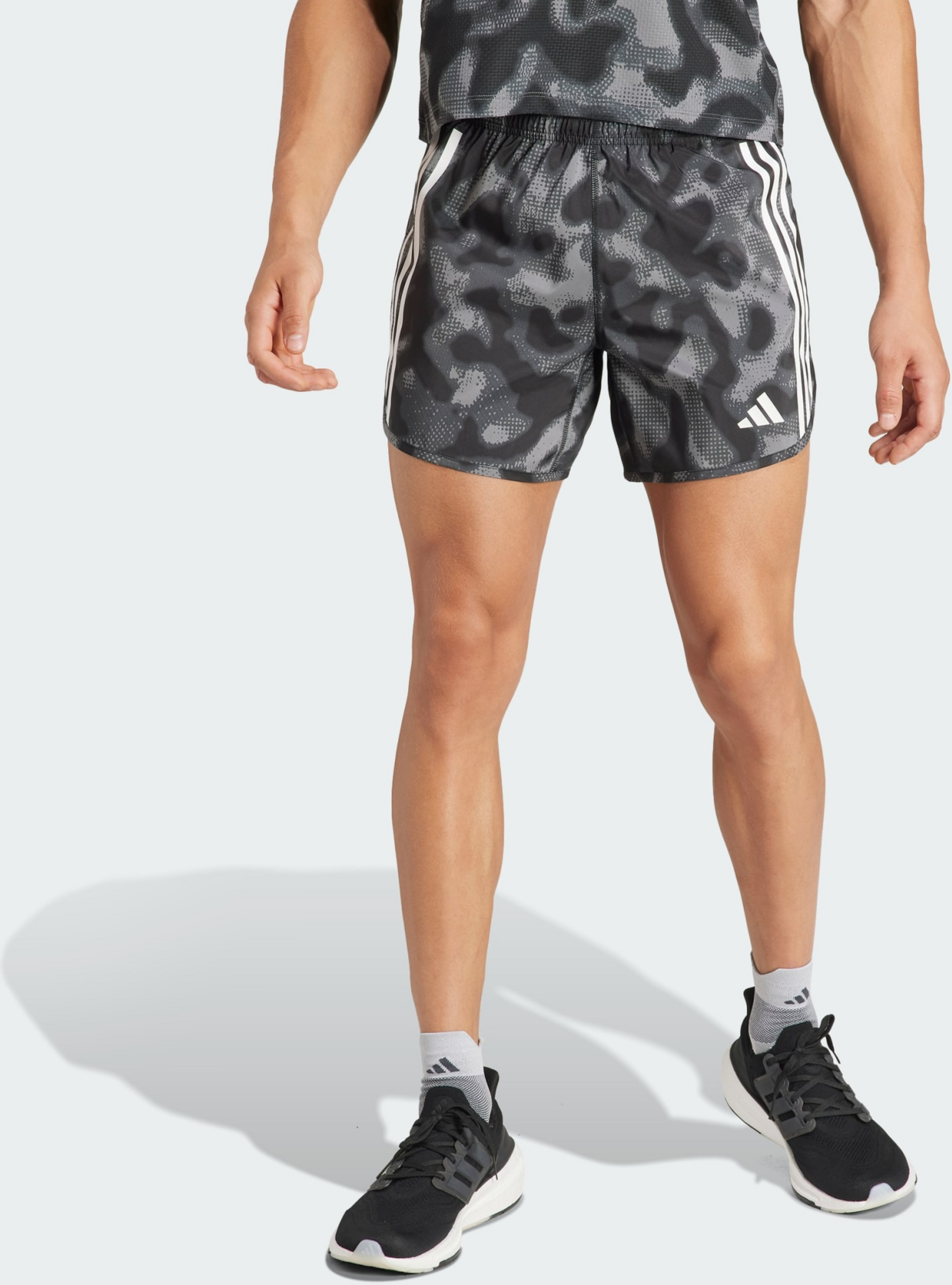 ADIDAS, Adidas Own The Run 3-stripes Allover Print Shorts