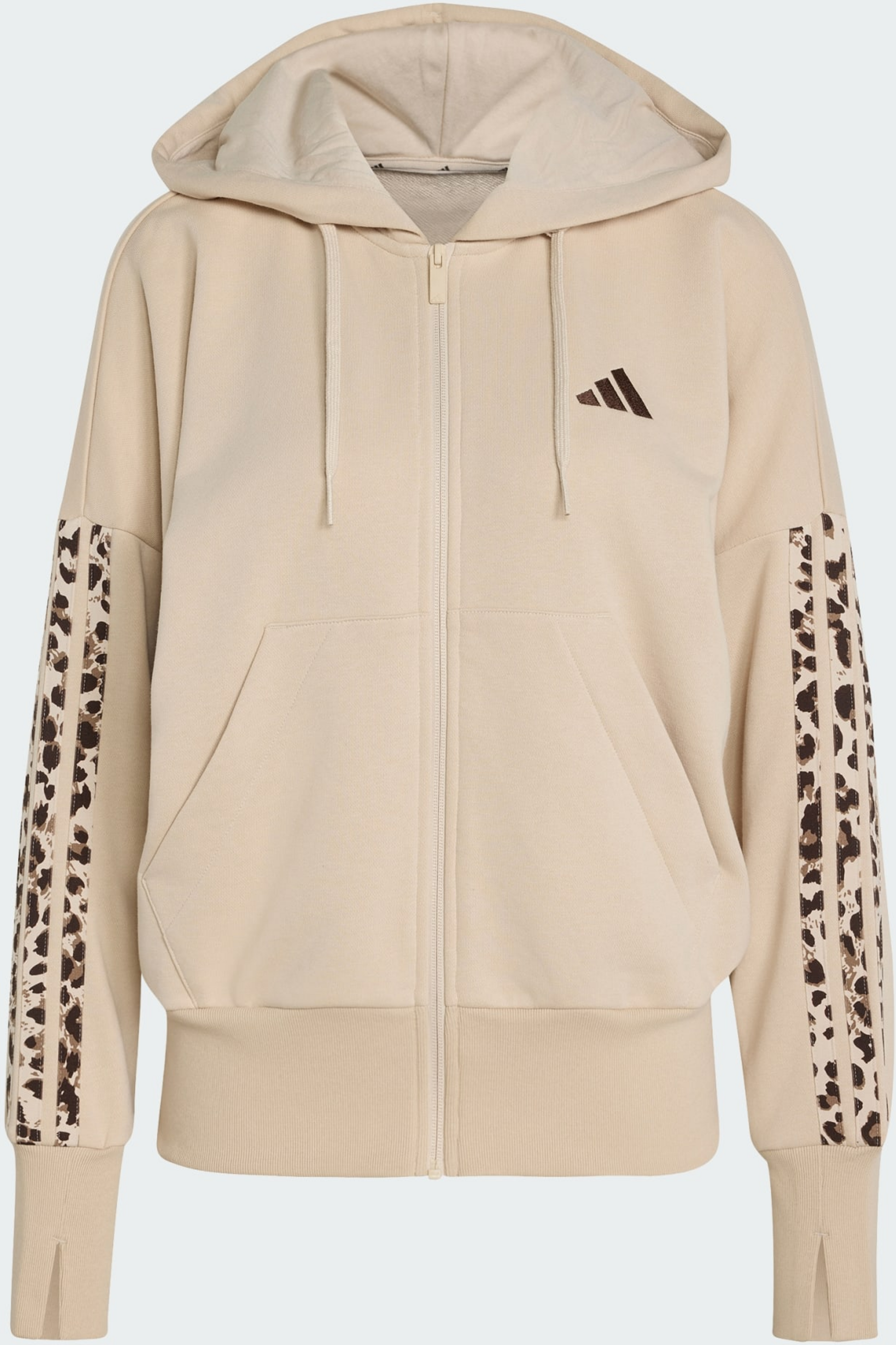 ADIDAS, Adidas Seasonal Essentials Animal Print 3-stripes Tr&auml;ningsjacka Med Hel Dragkedja Och Huva