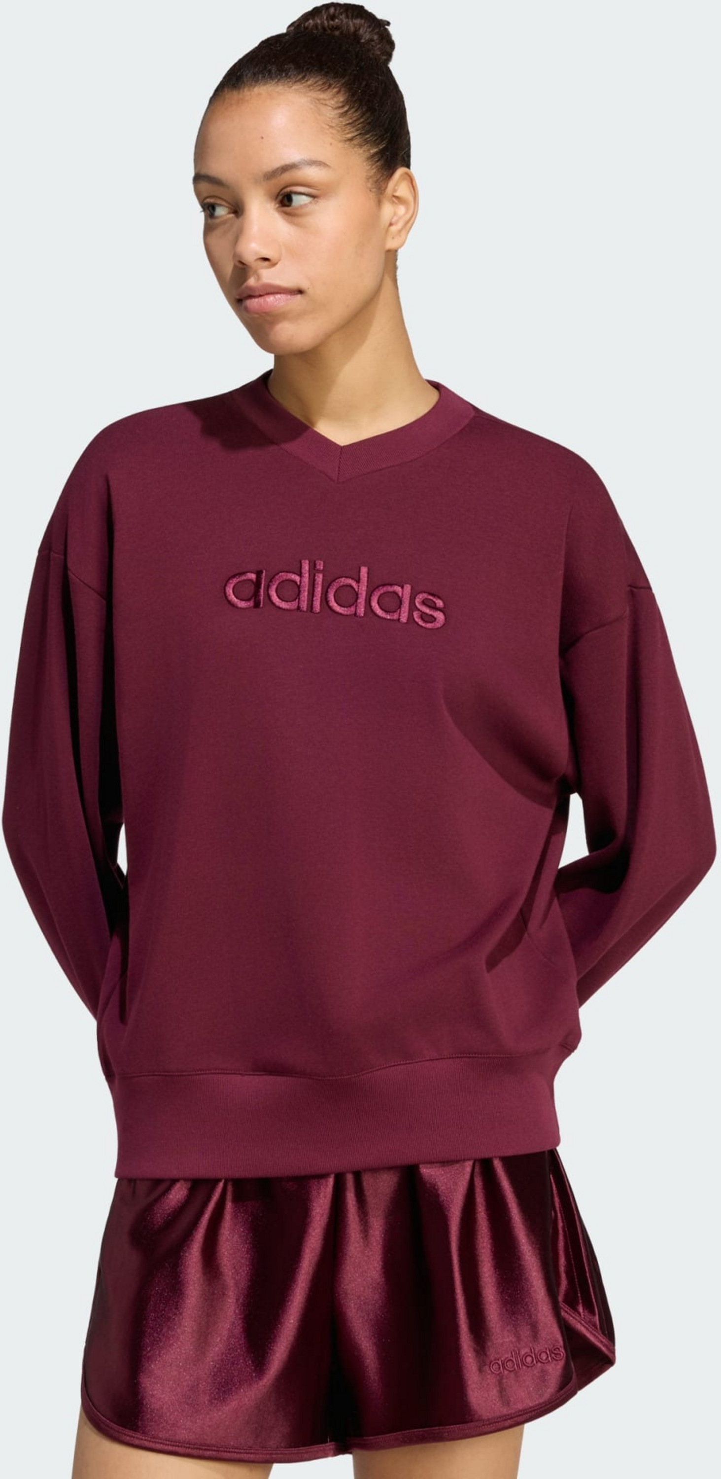 ADIDAS, Adidas Seasonal Essentials Satin V-ringad Sweatshirt