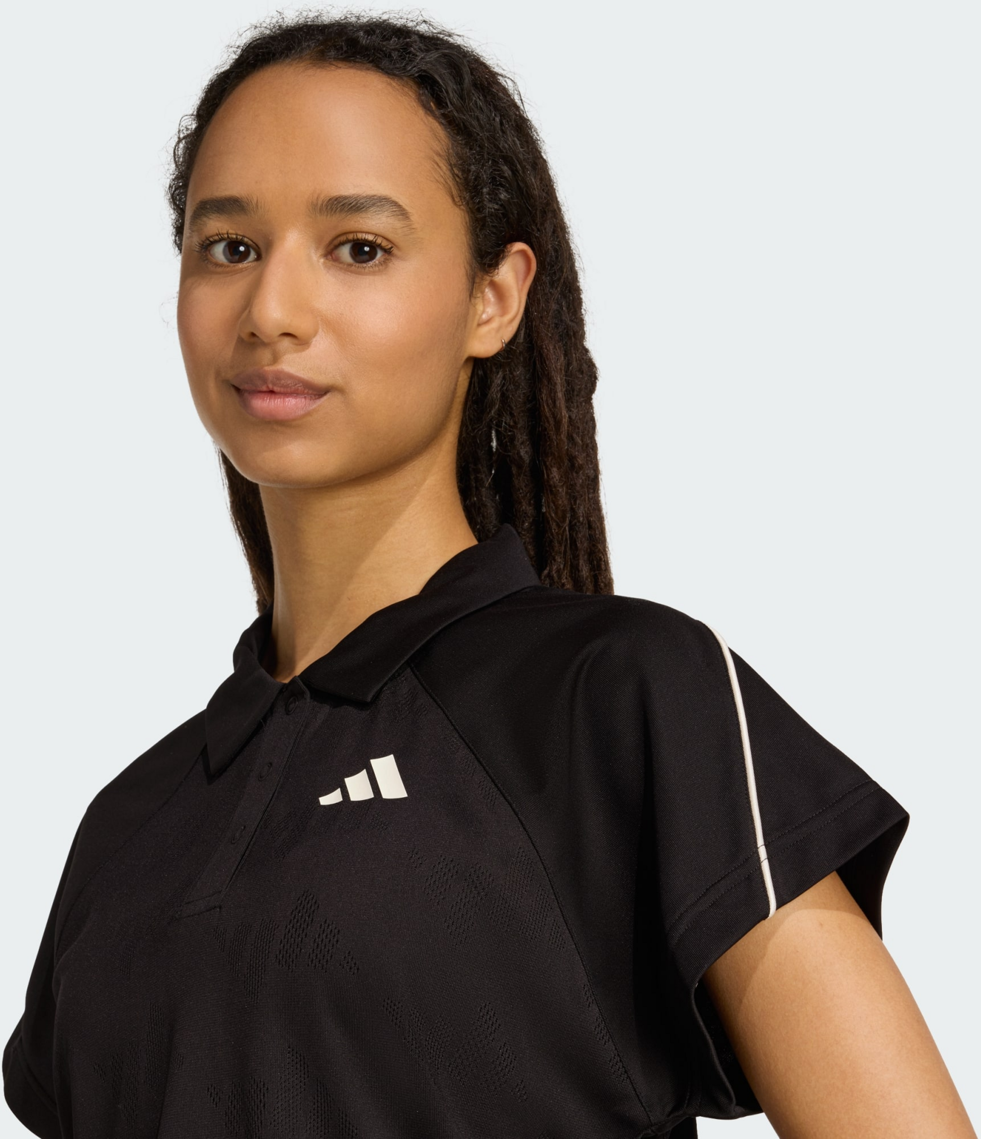 ADIDAS, Adidas Stadium 3-stripes Tennis Inspired Jacquard Polo Tee