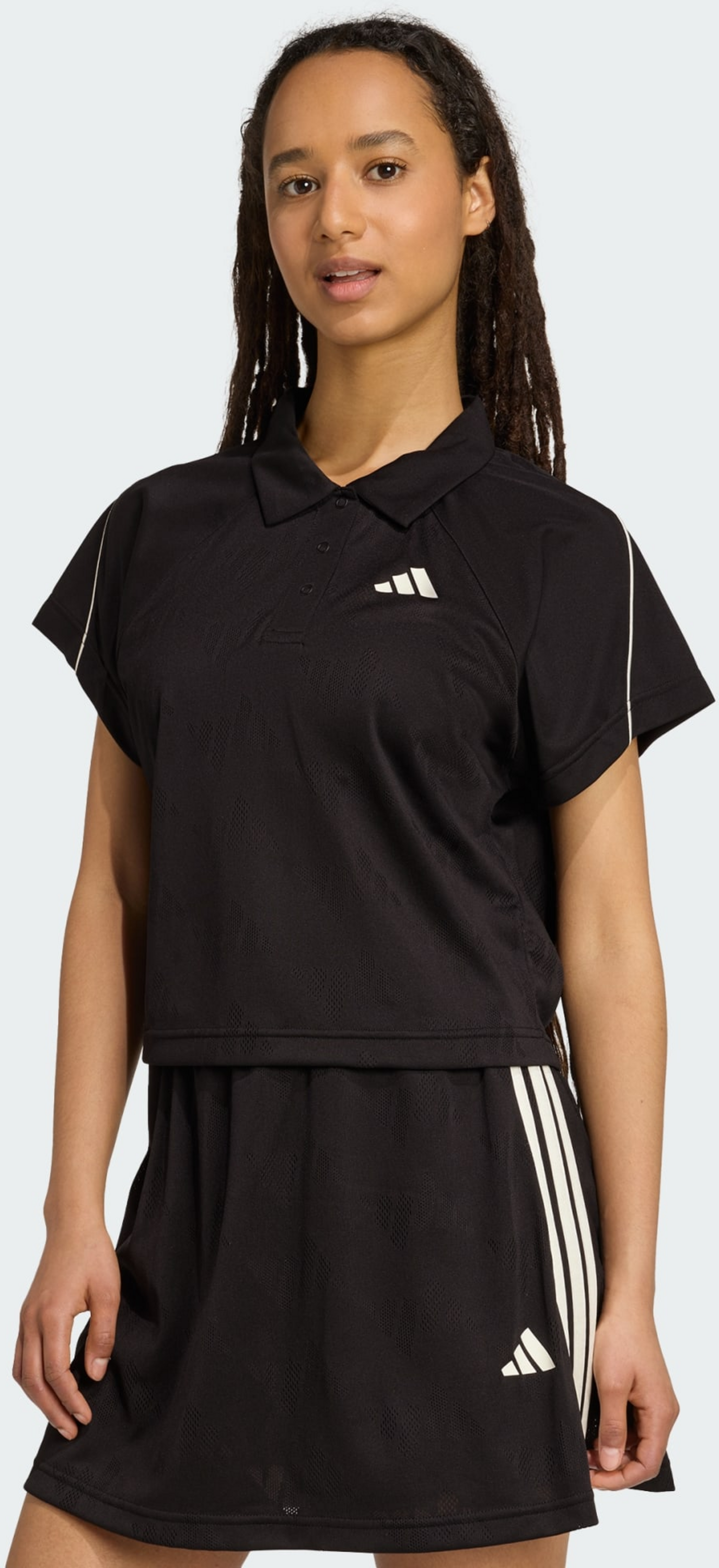 ADIDAS, Adidas Stadium 3-stripes Tennis Inspired Jacquard Polo Tee