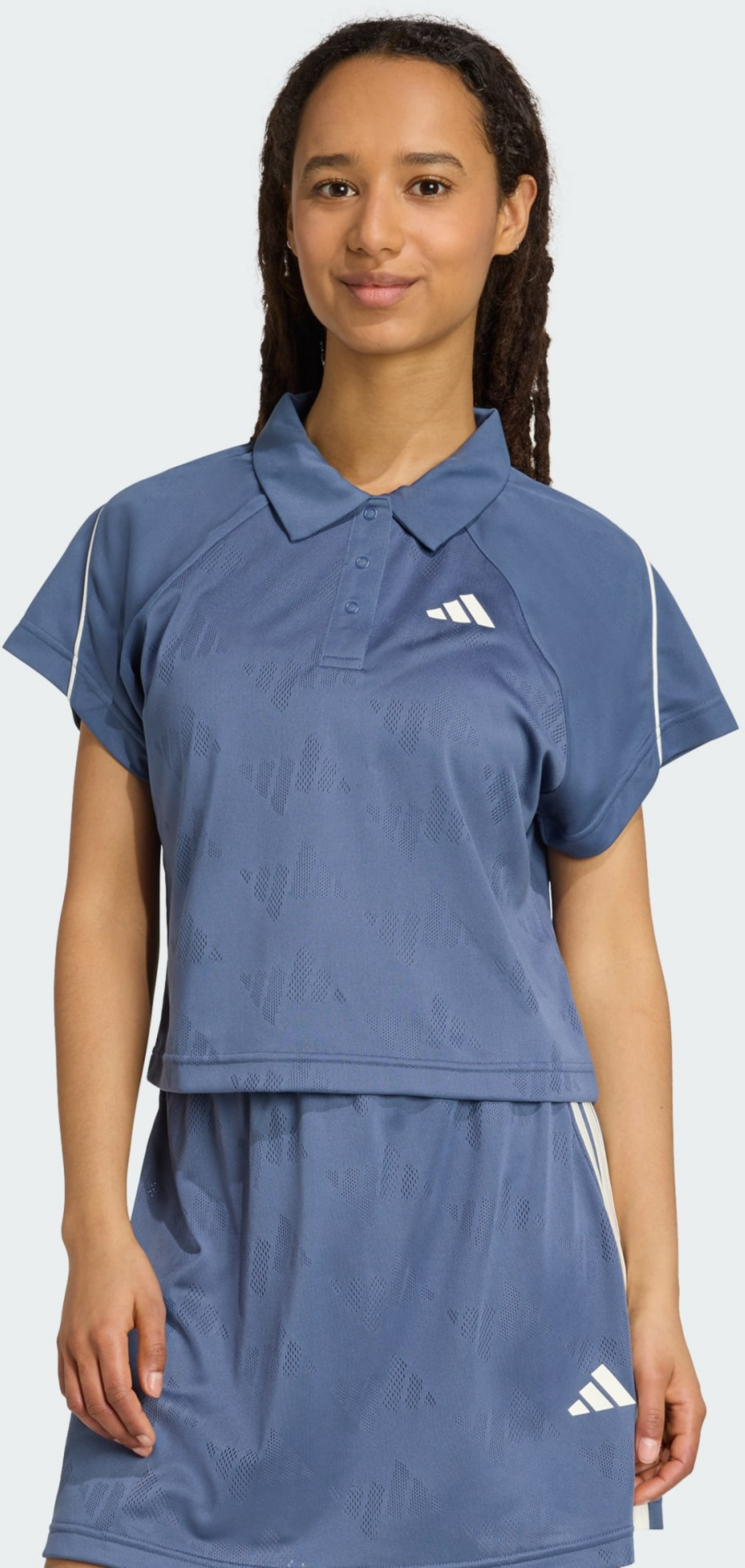 ADIDAS, Adidas Stadium 3-stripes Tennis Inspired Jacquard Polo Tee