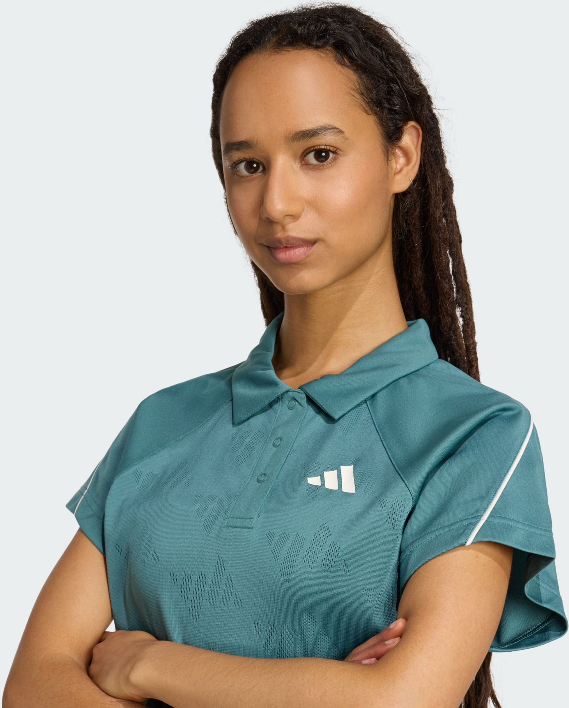 ADIDAS, Adidas Stadium 3-stripes Tennis Inspired Jacquard Polo Tee