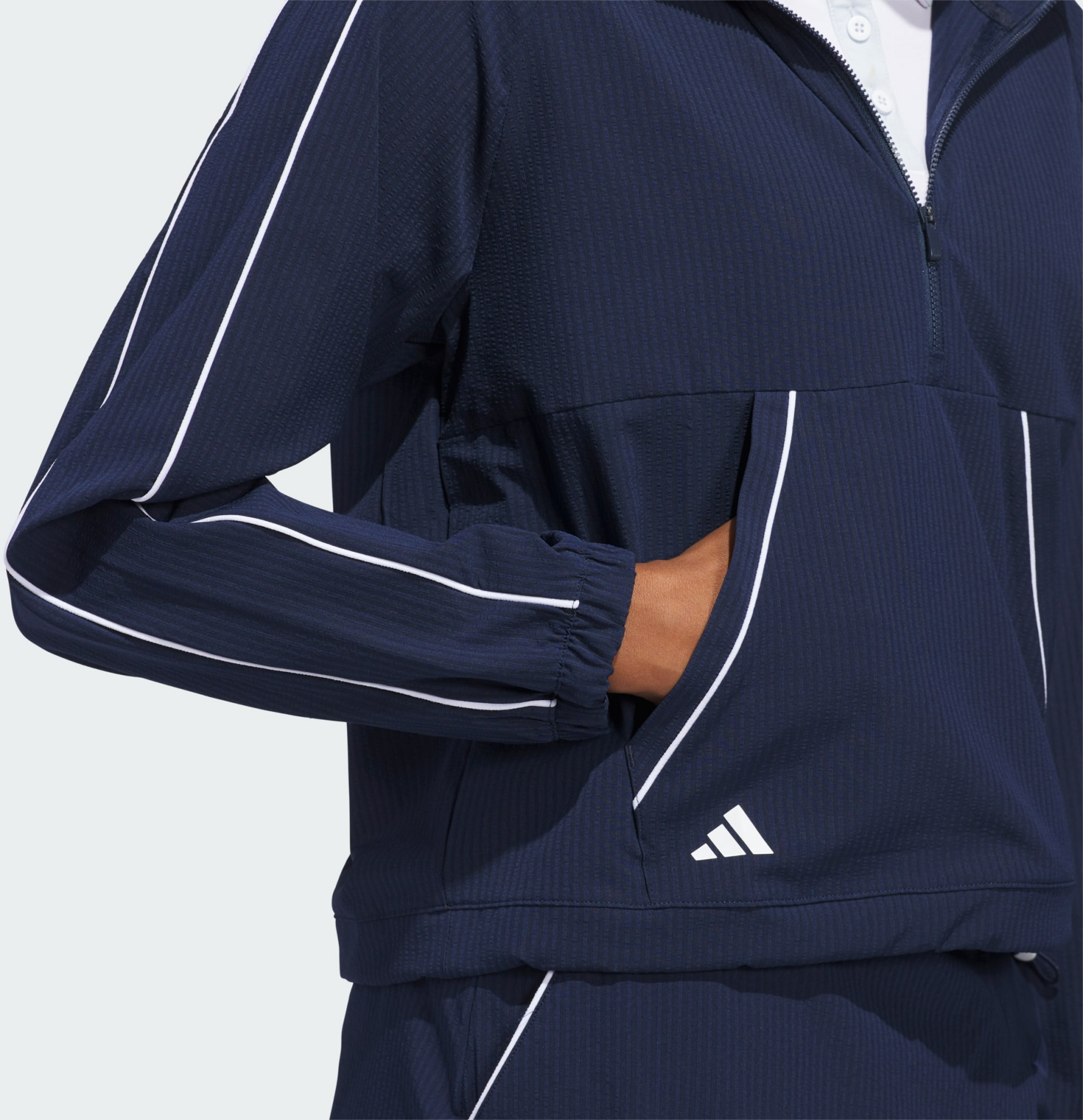 ADIDAS, Adidas Ultimate365 Seersucker Jacka Med Kvartsl&aring;ng Dragkedja