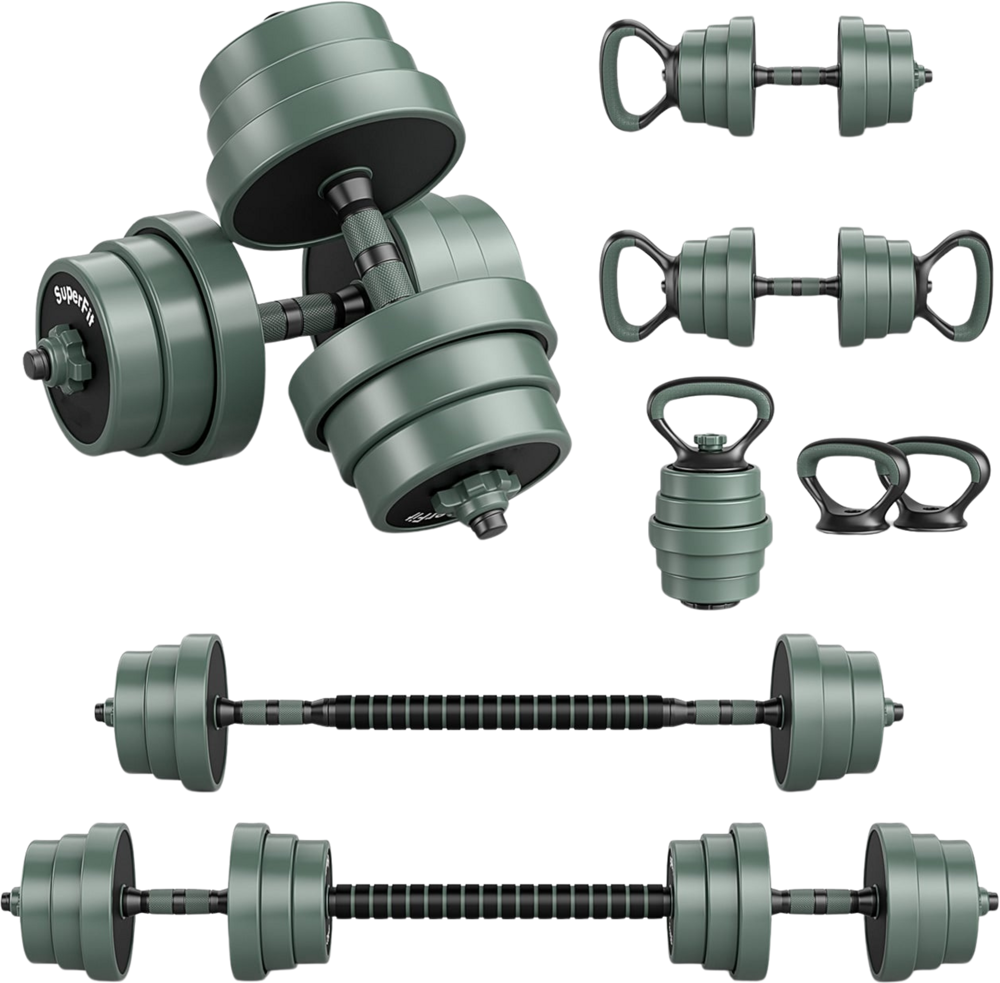 NORTHIX, Adjustable 4-in-1 Dumbbell Set, 20kg With Kettlebell  Barbell