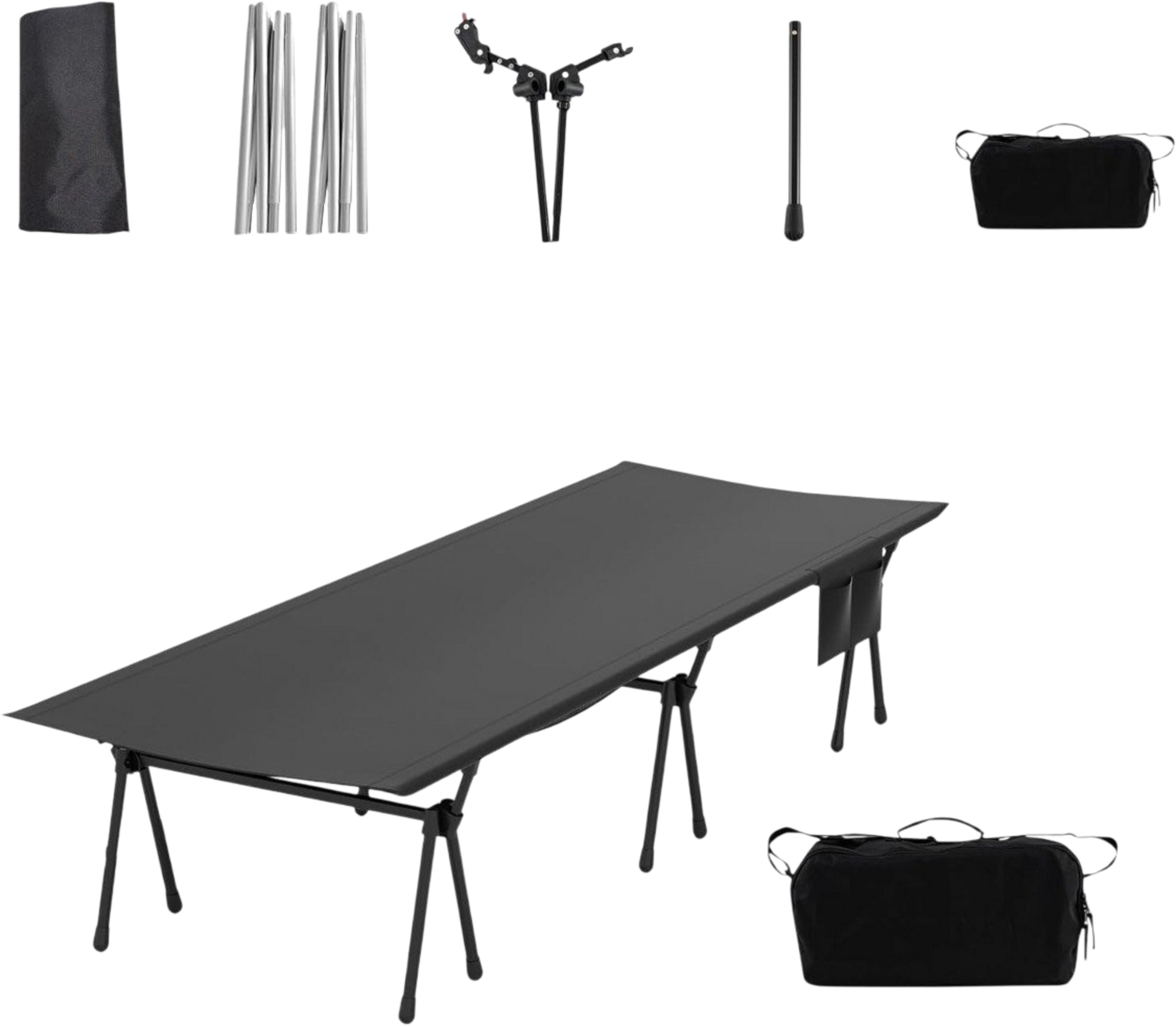 NORTHIX, Adjustable Camping Cot With Storage, 193x70 Cm, 150 Kg Capacity