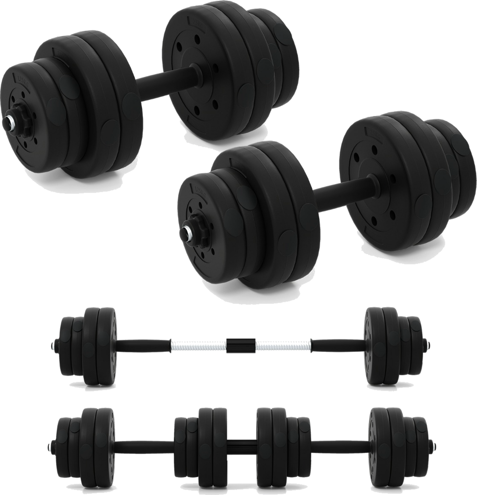 NORTHIX, Adjustable Dumbbell Set With Barbell Connector, 30 Kg