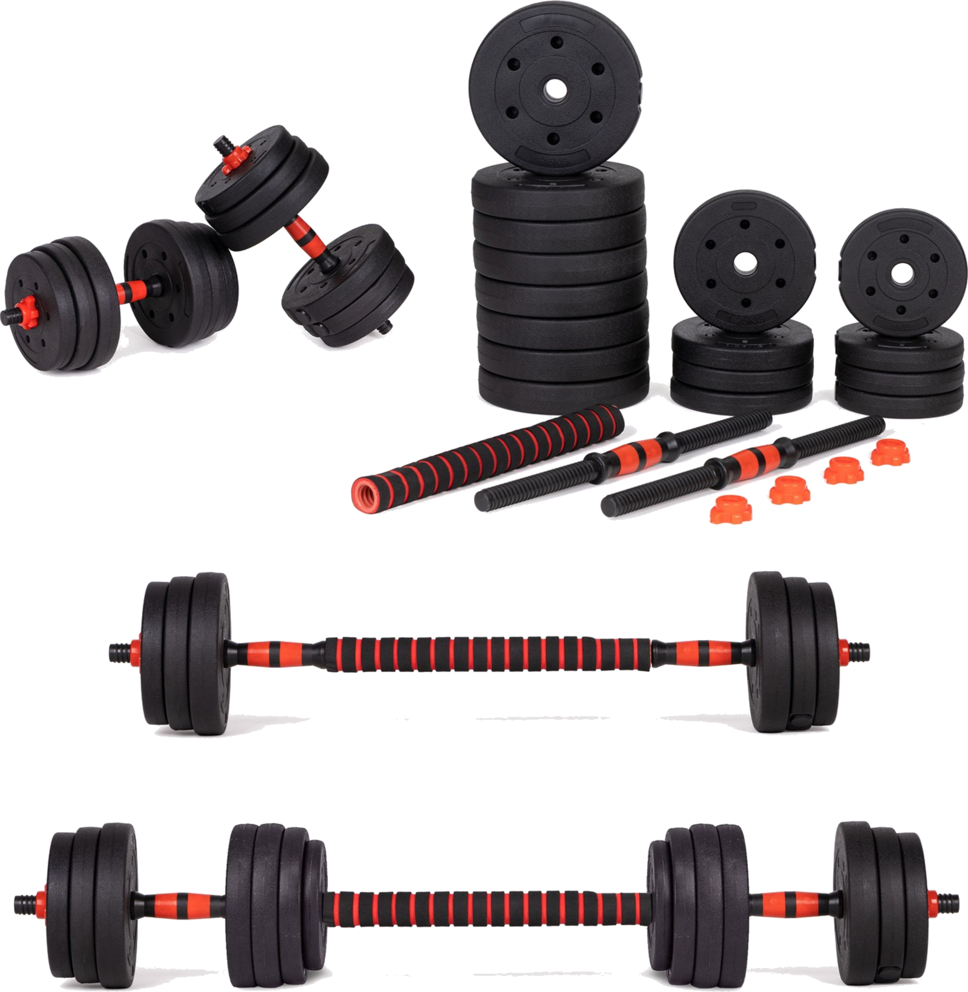 NORTHIX, Adjustable Dumbbells 2x 15kg Barbell Set 30kg Bar