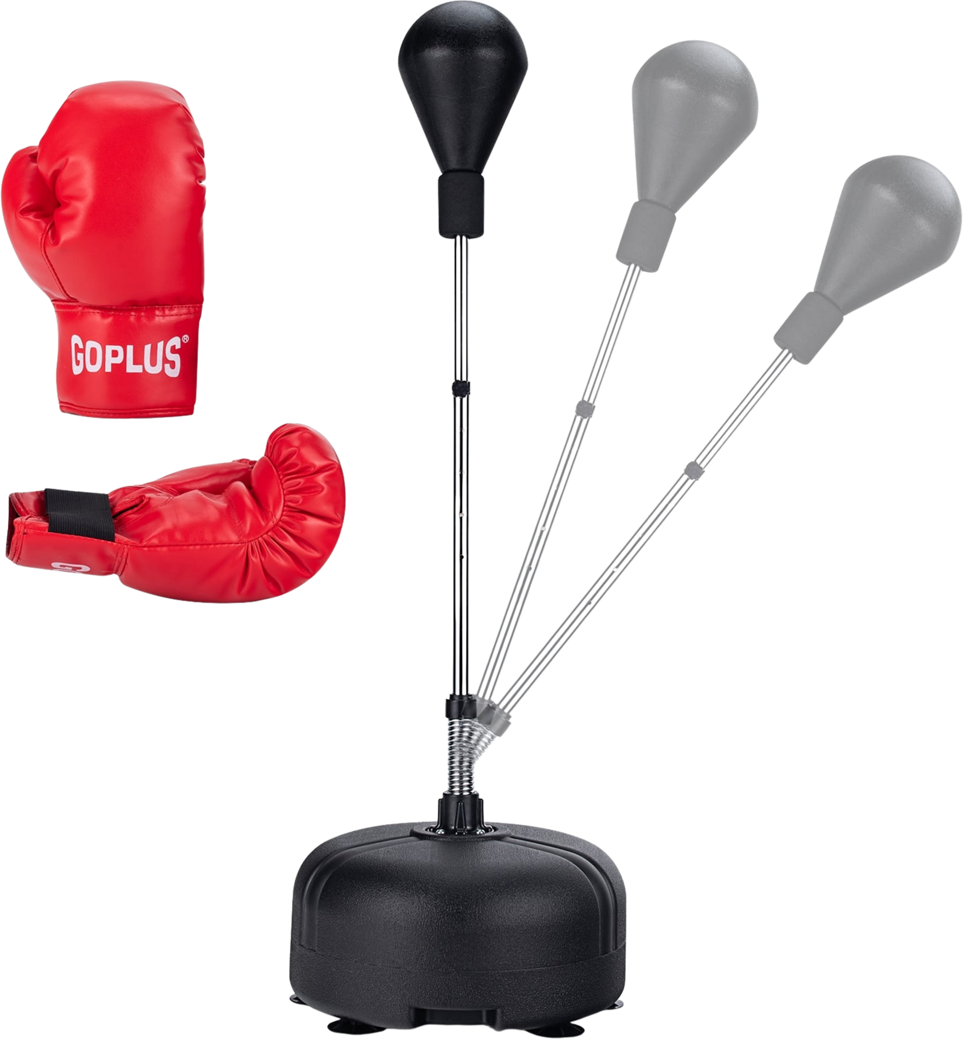 NORTHIX, Adjustable Height Boxing Ball With Stand &ndash; Black, Includes Gloves
