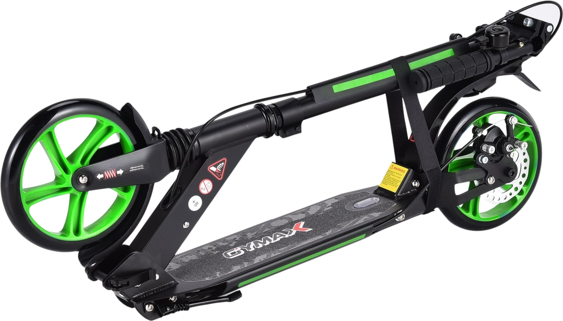NORTHIX, Adjustable Height Kids Scooter, Foldable, Black/green Wheels