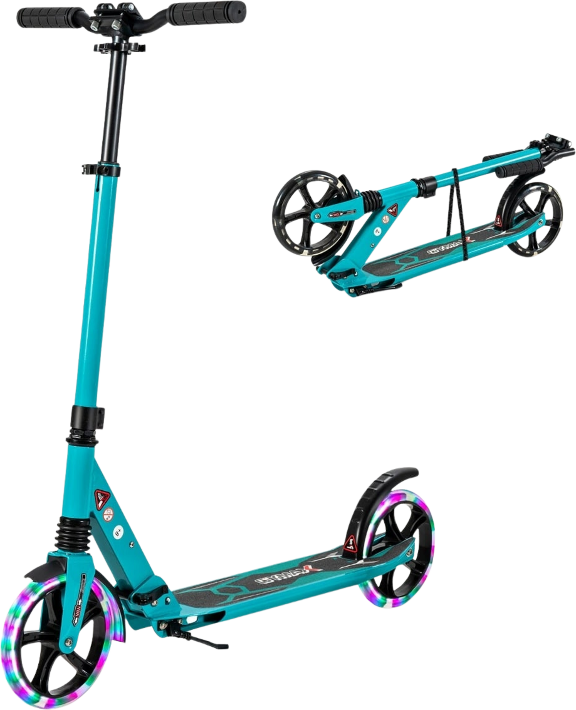 NORTHIX, Adjustable Kids Scooter With Led Wheels, Foldable, Turquoise