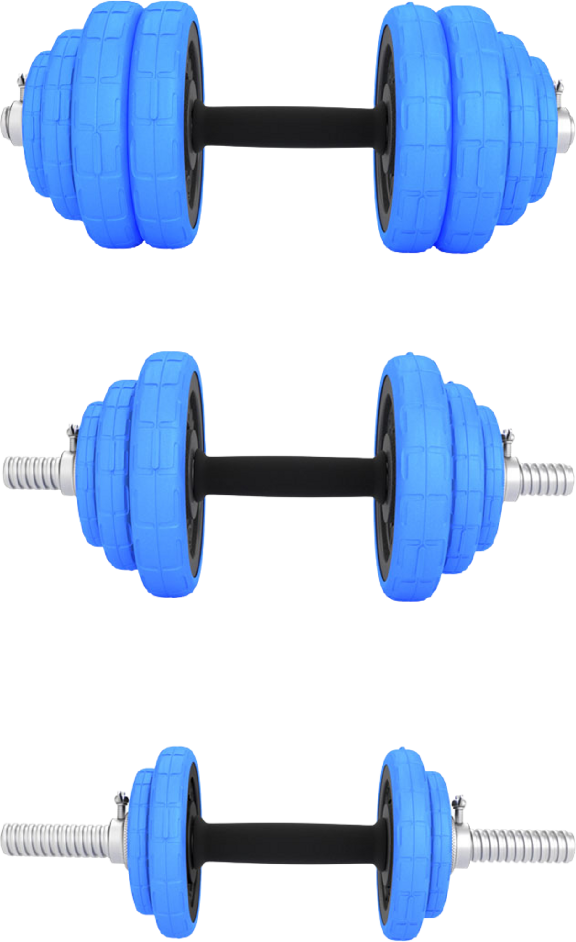 NORTHIX, Adjustable Rubberized Dumbbells, 30kg, Bar Included