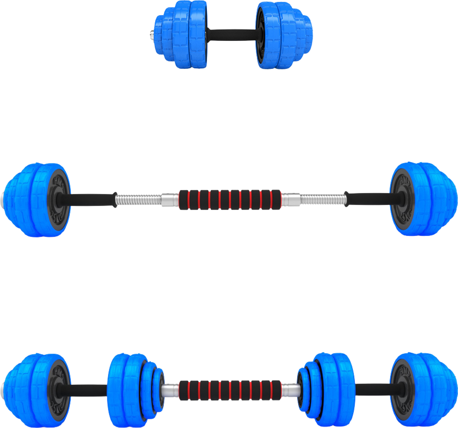 NORTHIX, Adjustable Rubberized Dumbbells, 30kg, Bar Included