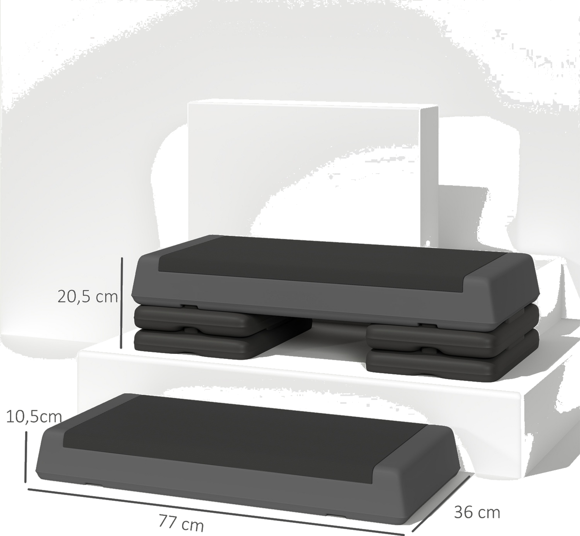 NORTHIX, Aerobic Stepper, 10.5/15.5/20.5cm Height Adjustable Stepping Board, Non-slip, For Home, Gym, Office,