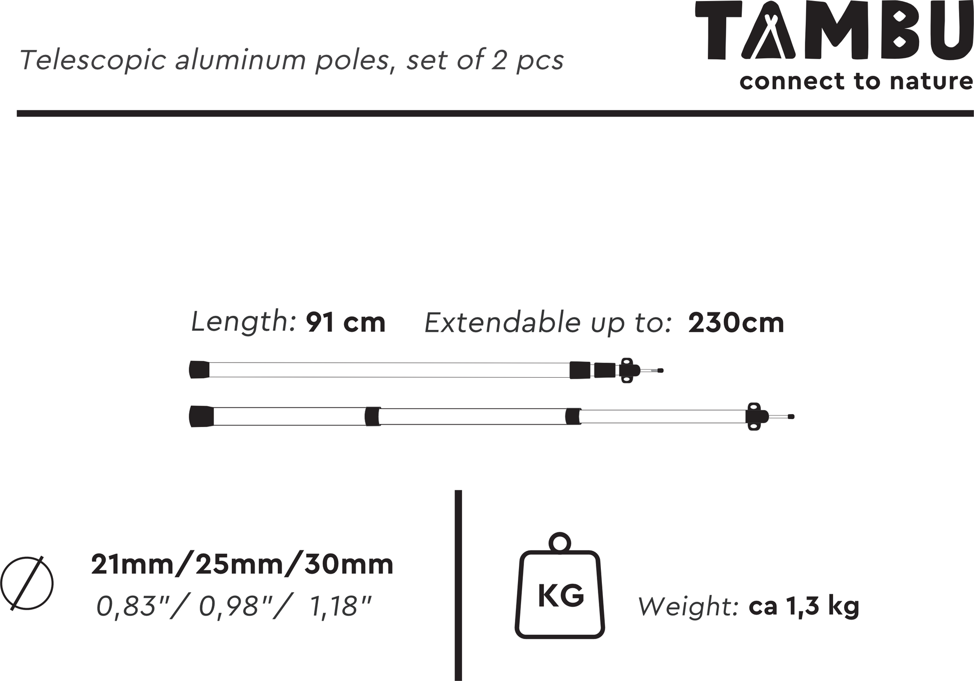 TAMBU, Alu Teleskop Set 2er