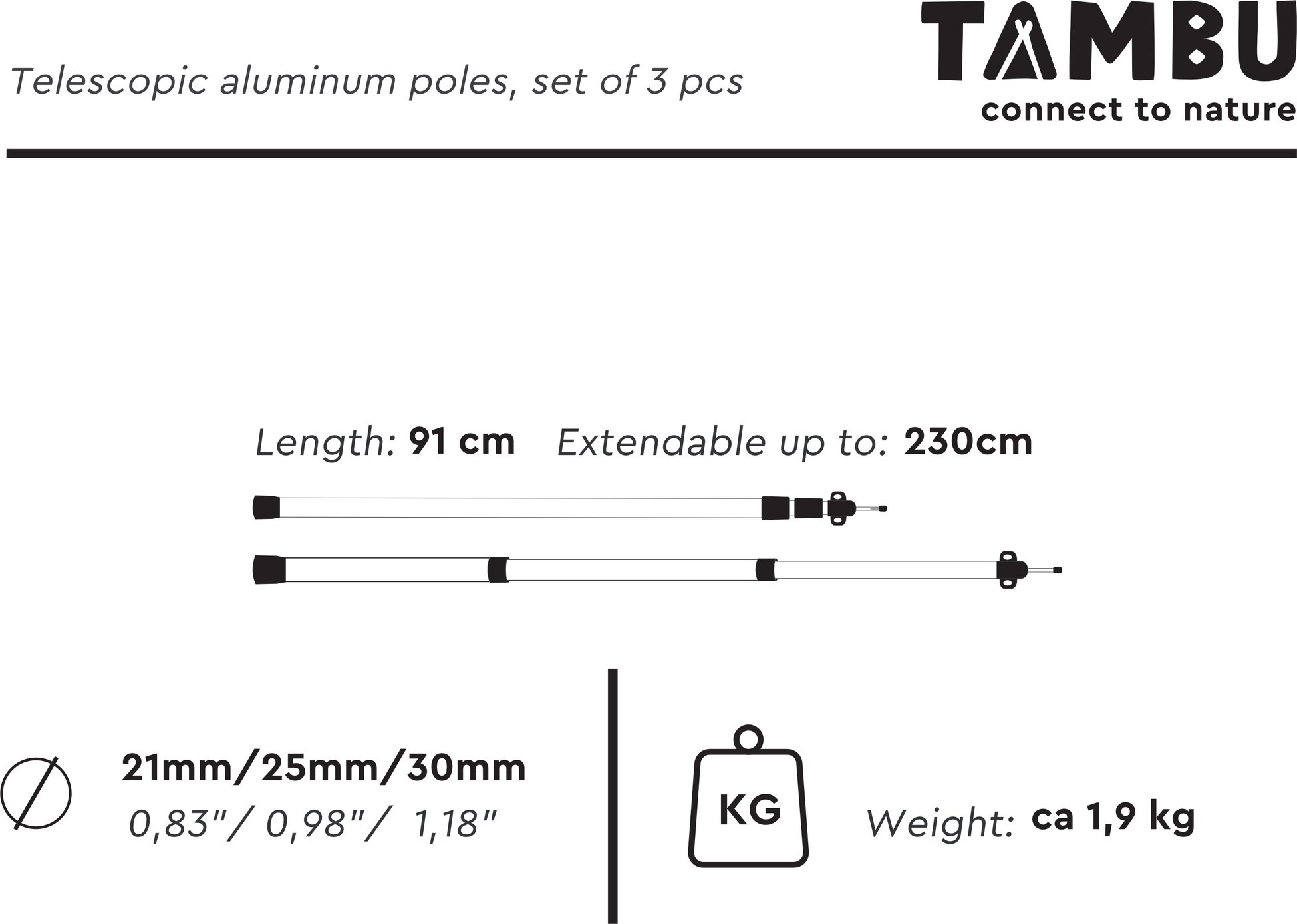 TAMBU, Alu Teleskop Set 3er