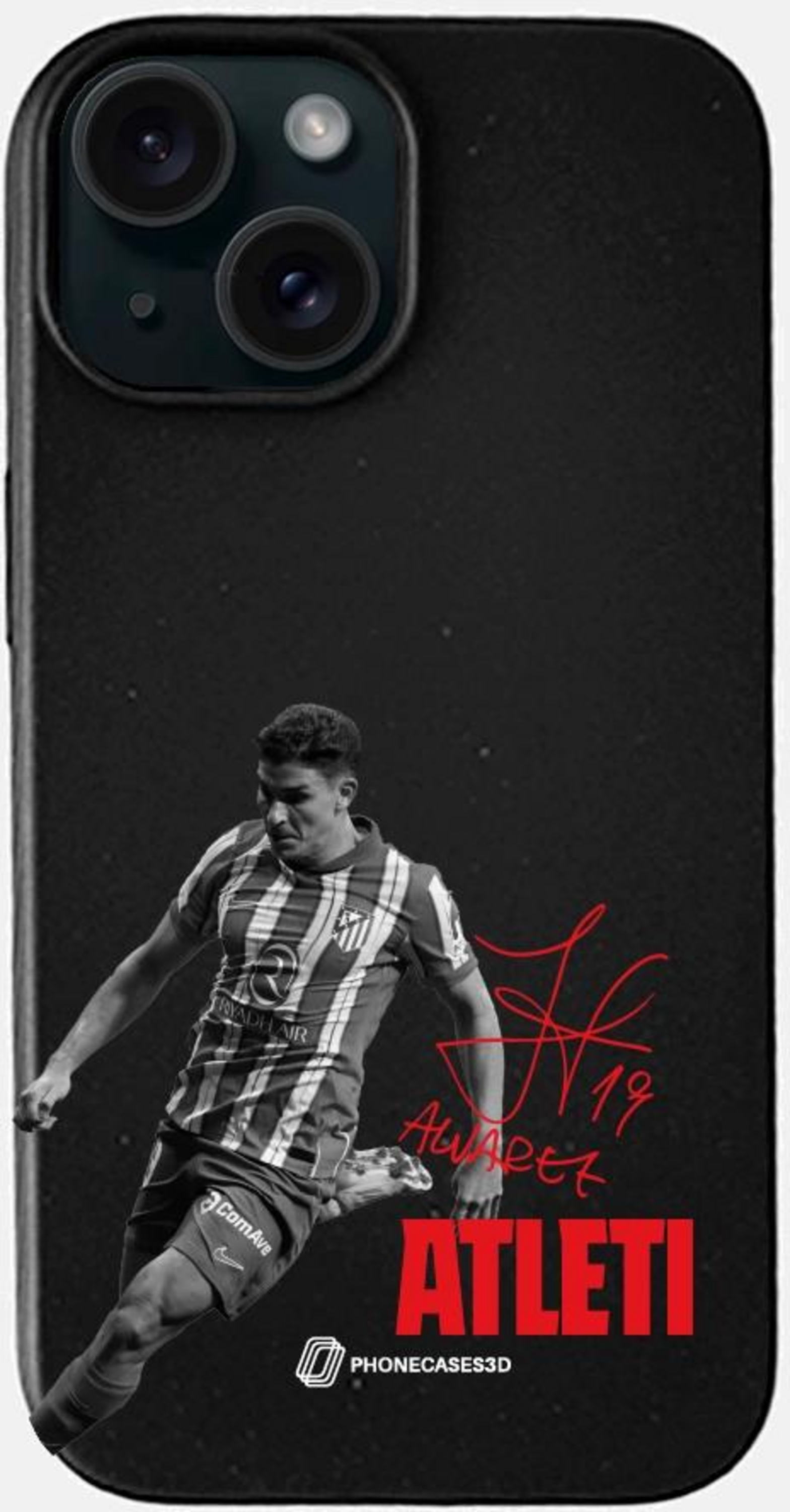 PHONECASES3D, Atletico Madrid Official Compostable Phone Case J.alvarez Signature Red