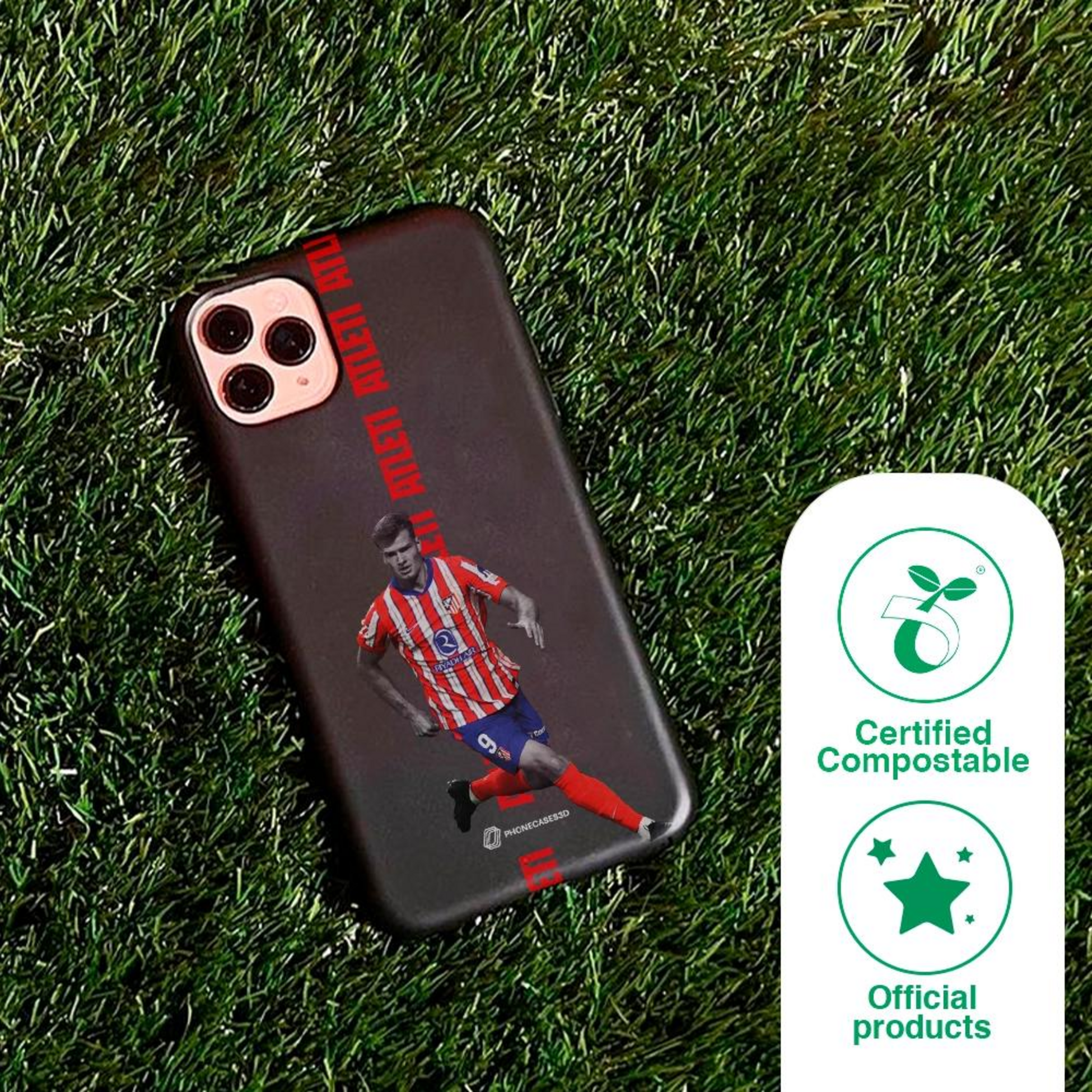PHONECASES3D, Atletico Madrid Official Compostable Phone Case S&oslash;rloth