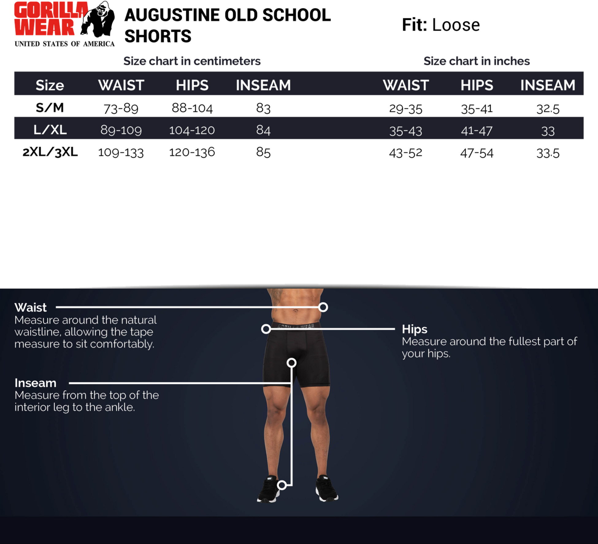 GORILLA WEAR, Augustine Old School Shorts