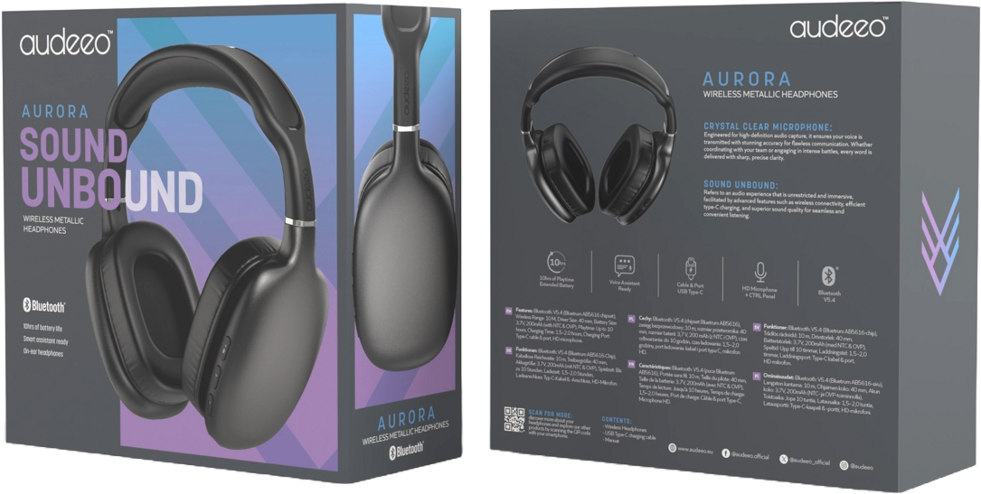 AUDEEO, Aurora Wireless Metallic Headphones