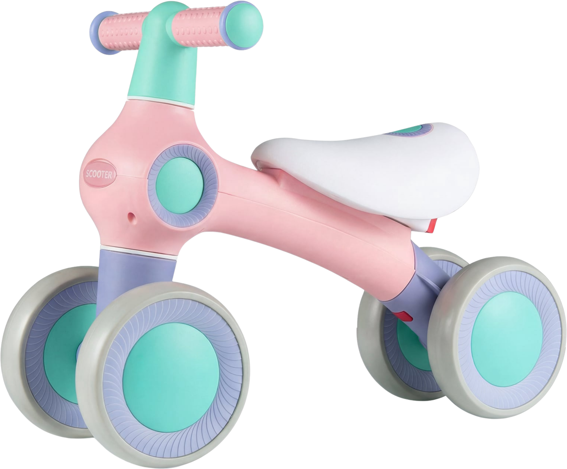 NORTHIX, Baby Balance Bike, Adjustable Seat, 4 Silent Wheels, Pink