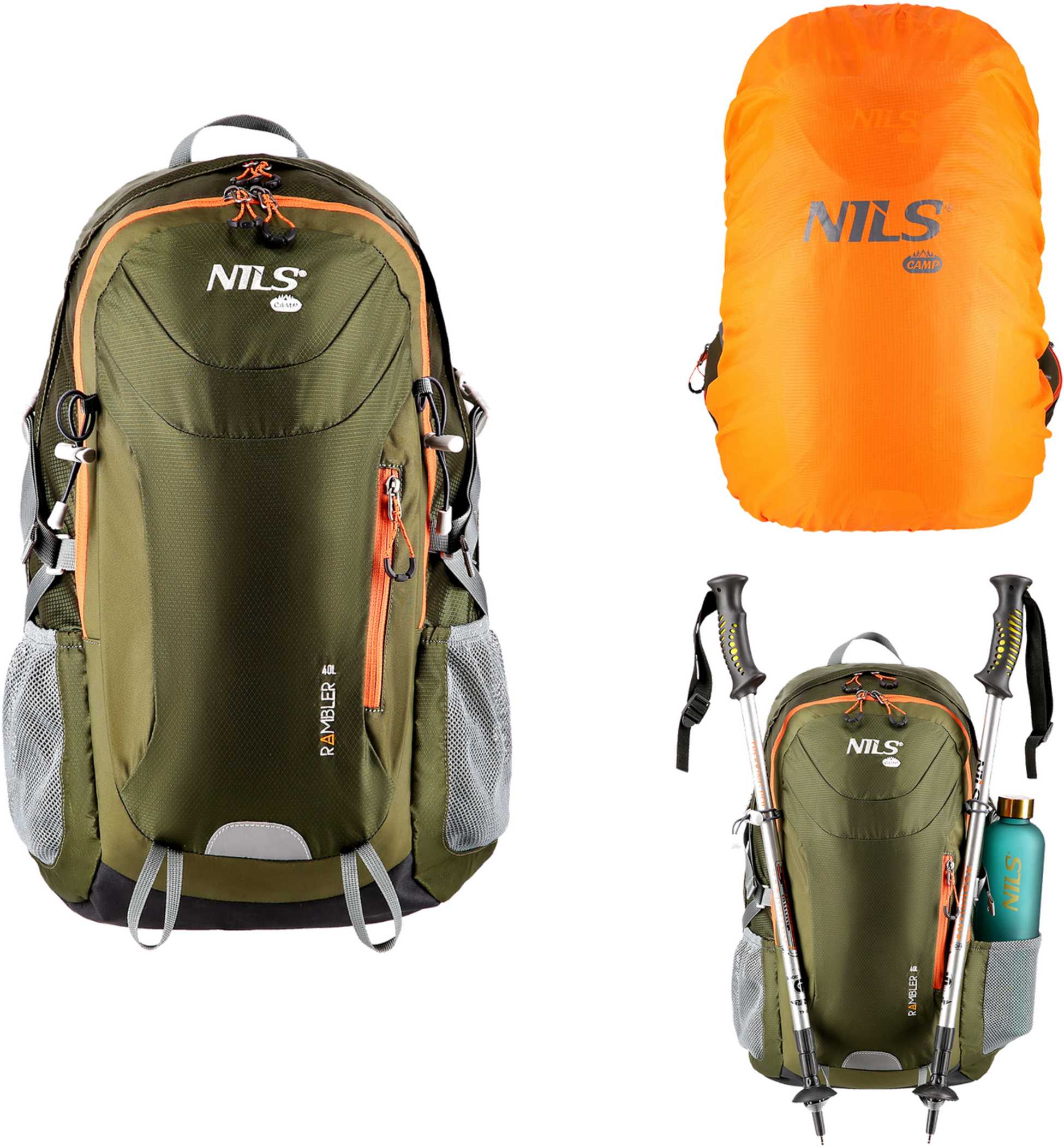 NORTHIX, Backpack, Tourist Green, 40l Capacity