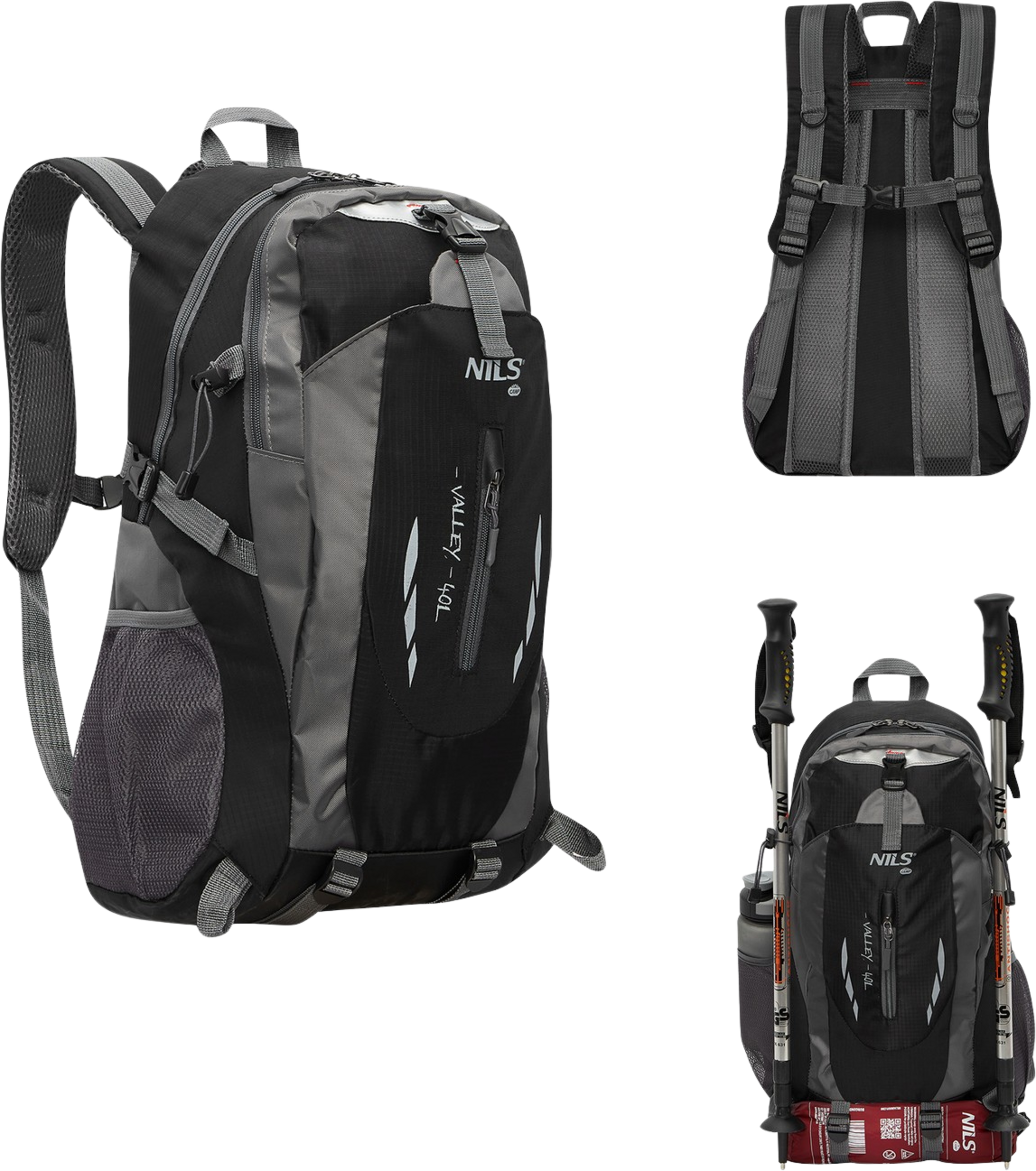 NORTHIX, Backpack For Tourists, Black, 40l Capacity