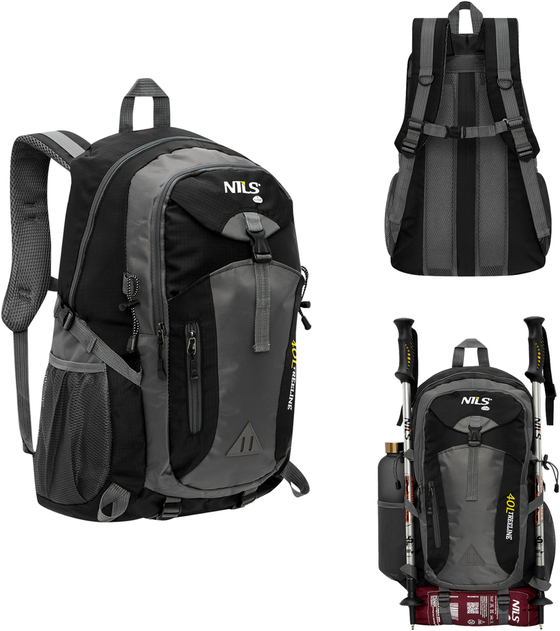 NORTHIX, Backpack Tourist Black 40l &ndash; Travel Essentials