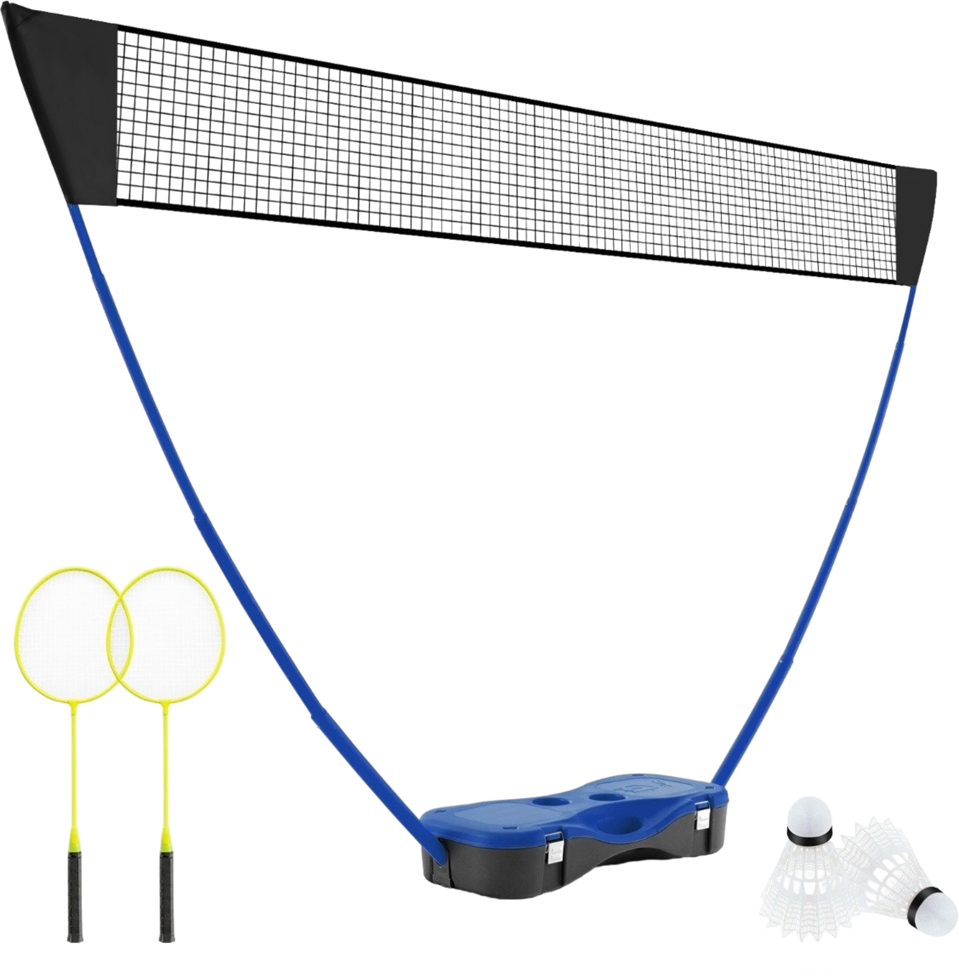 NORTHIX, Badminton Net Stand Portable Shuttlecock Game With Rackets Complete Badminton Set Blue