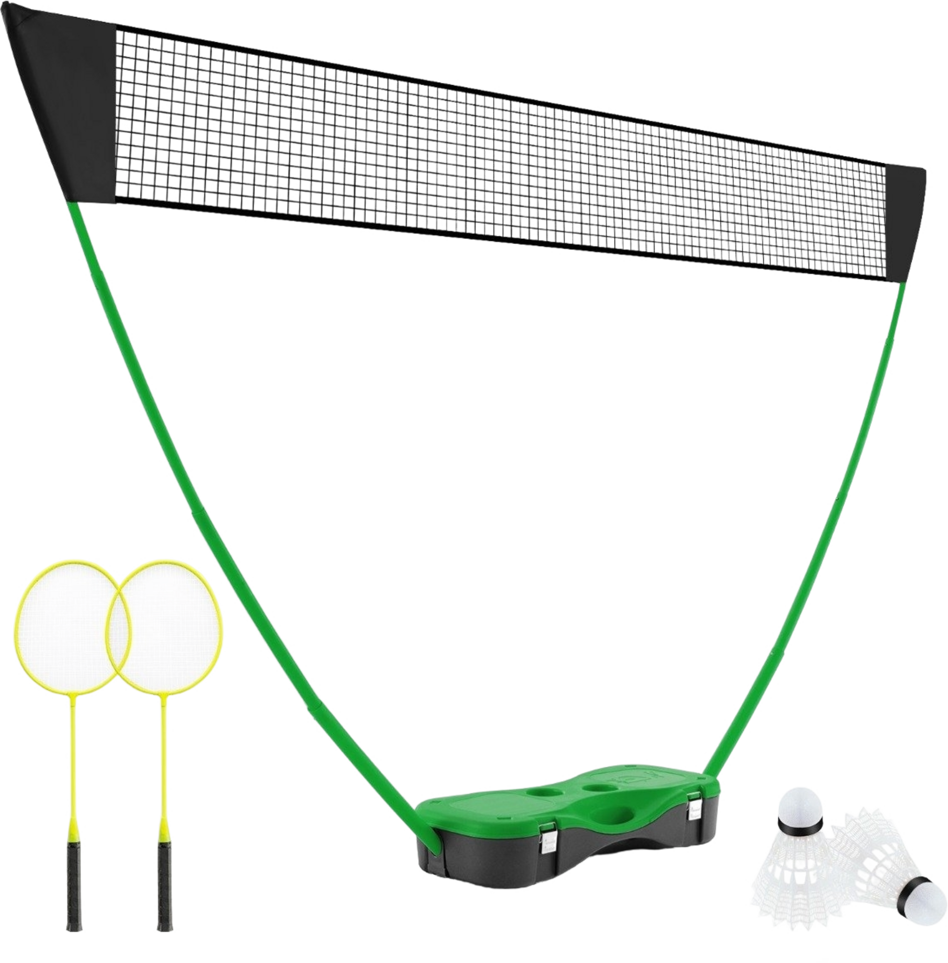 NORTHIX, Badminton Net Stand Portable Shuttlecock Game With Rackets Complete Badminton Set Green