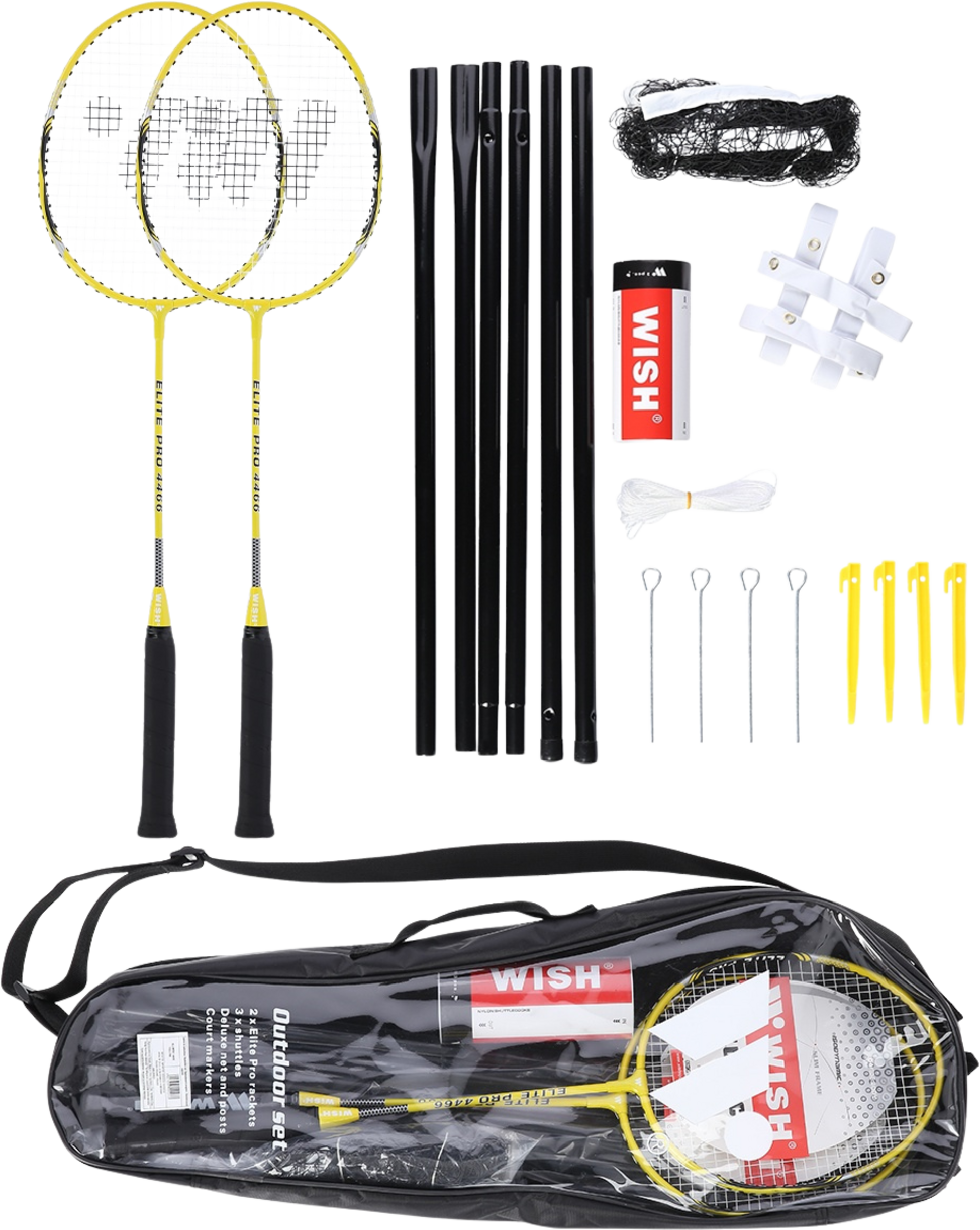NORTHIX, Badminton Racket Set, 2 Rackets, 3 Shuttlecocks, Net
