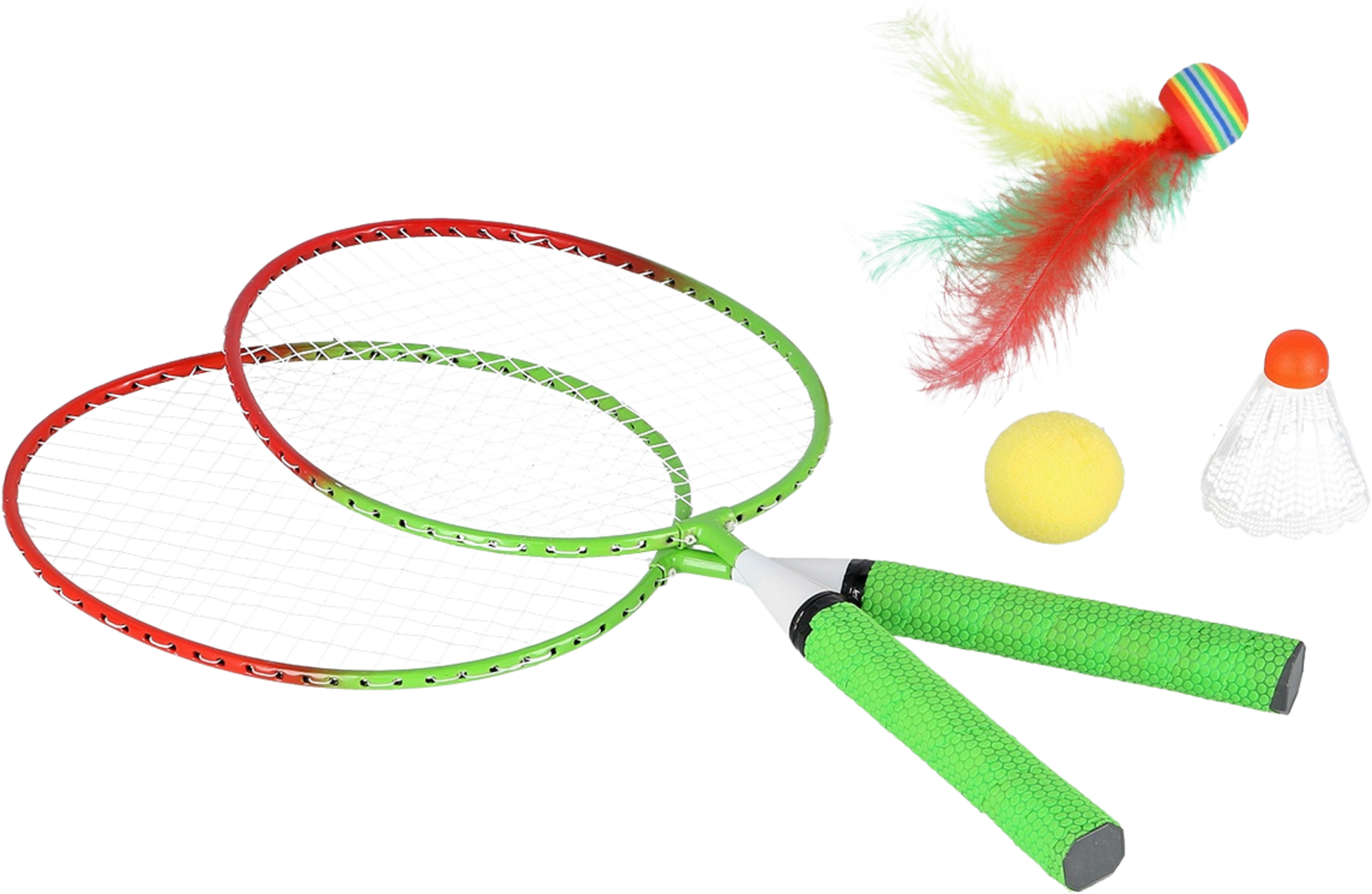 NORTHIX, Badminton Set, 2 Rackets + Shuttlecocks + Balls, Junior