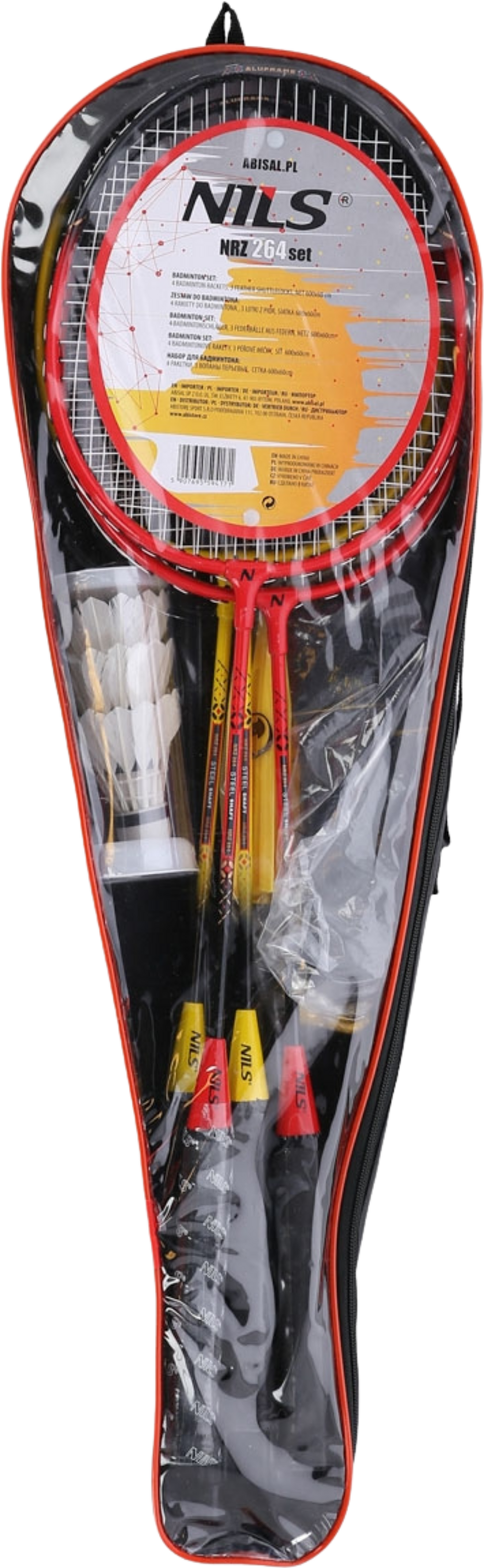 NORTHIX, Badminton Set &ndash; 4 Rackets, 3 Feather Shuttlecocks, Net