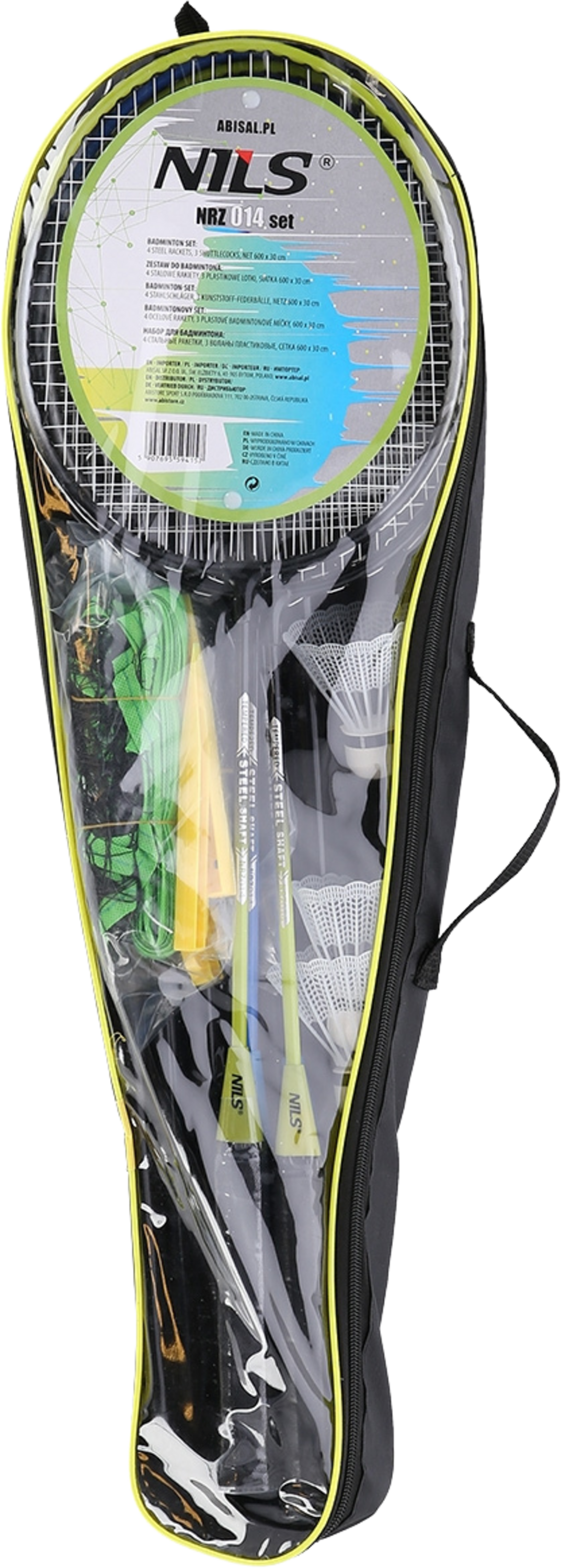 NORTHIX, Badminton Set &ndash; 4 Rackets, 3 Shuttlecocks, Net  Cover